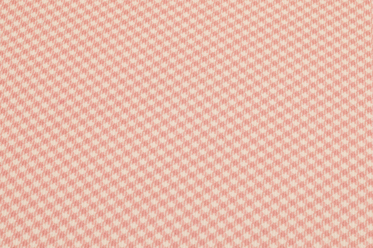 Gingham Checked Italian Wool Suiting - Pink / Off White