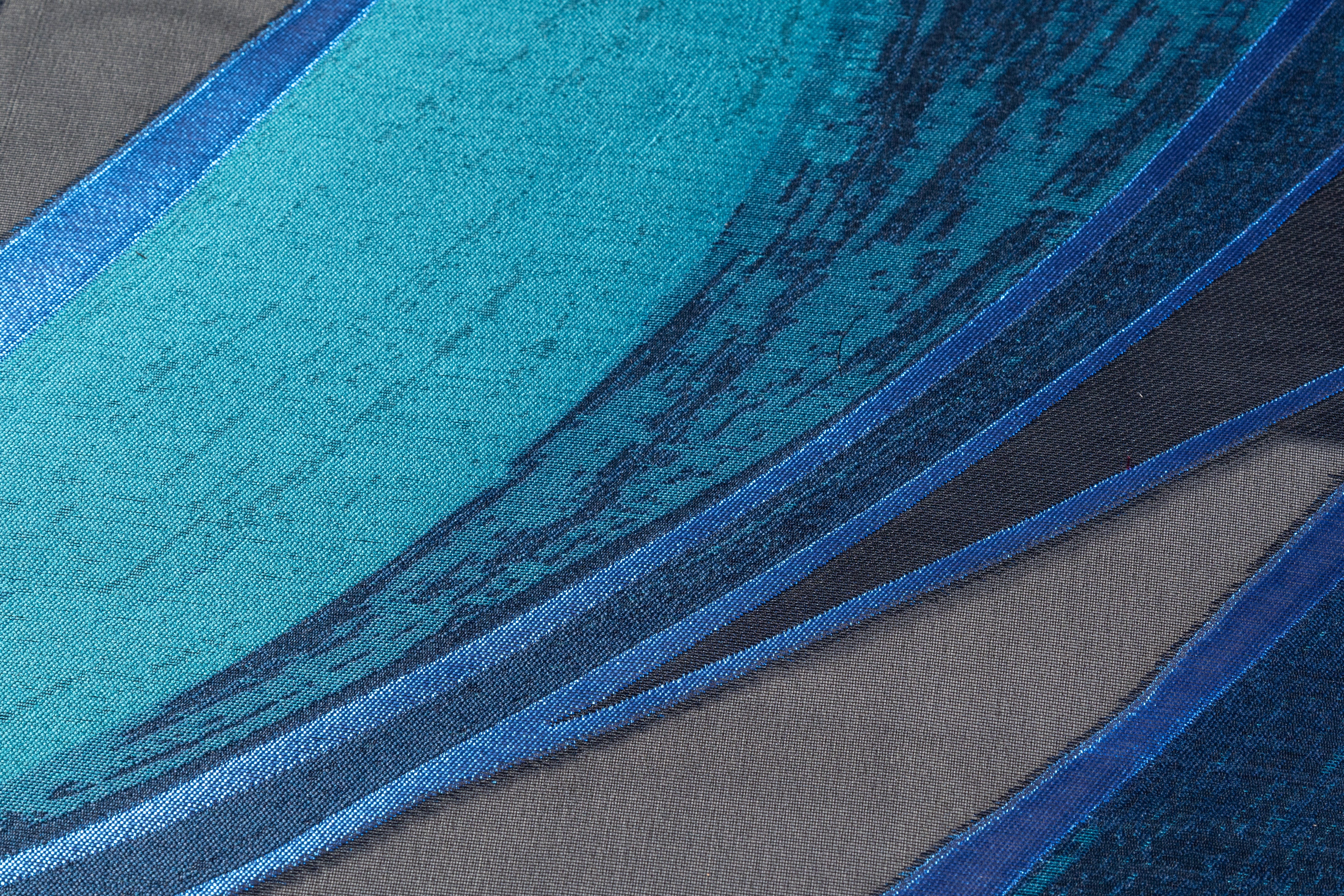 Ruffo Coli - Metallic Italian Silk Blend Liquid Organza Fil Coupé - Black / Blue