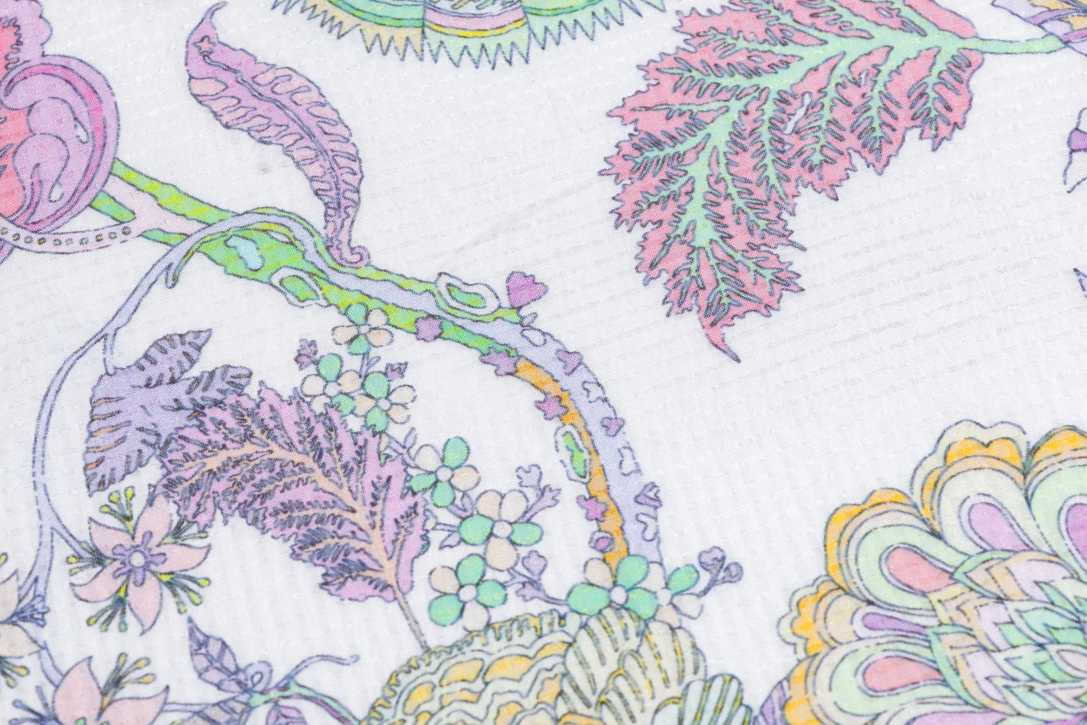 Floral Italian Silk Nylon Voile - Lilac / Pink / Yellow
