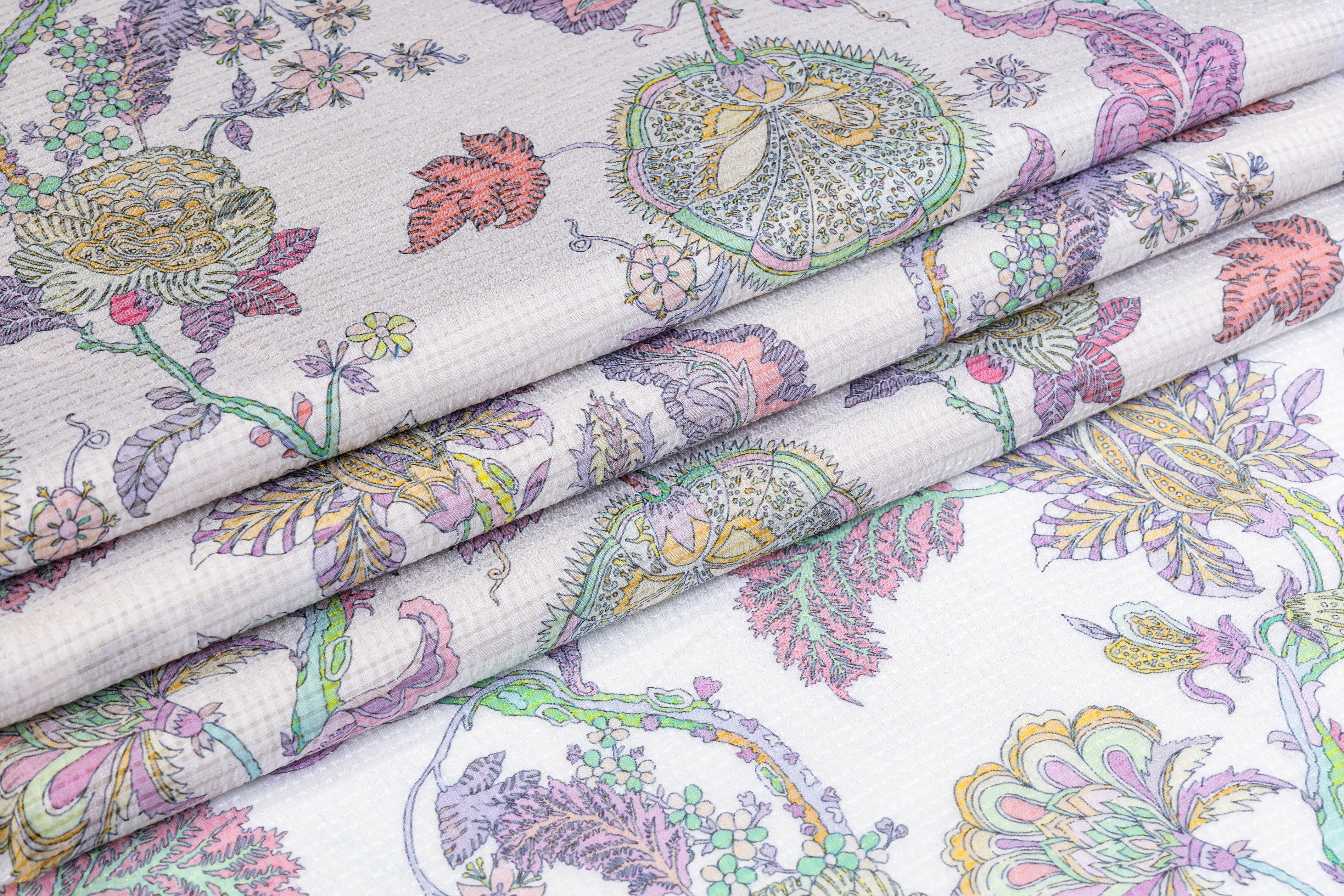 Floral Italian Silk Nylon Voile - Lilac / Pink / Yellow