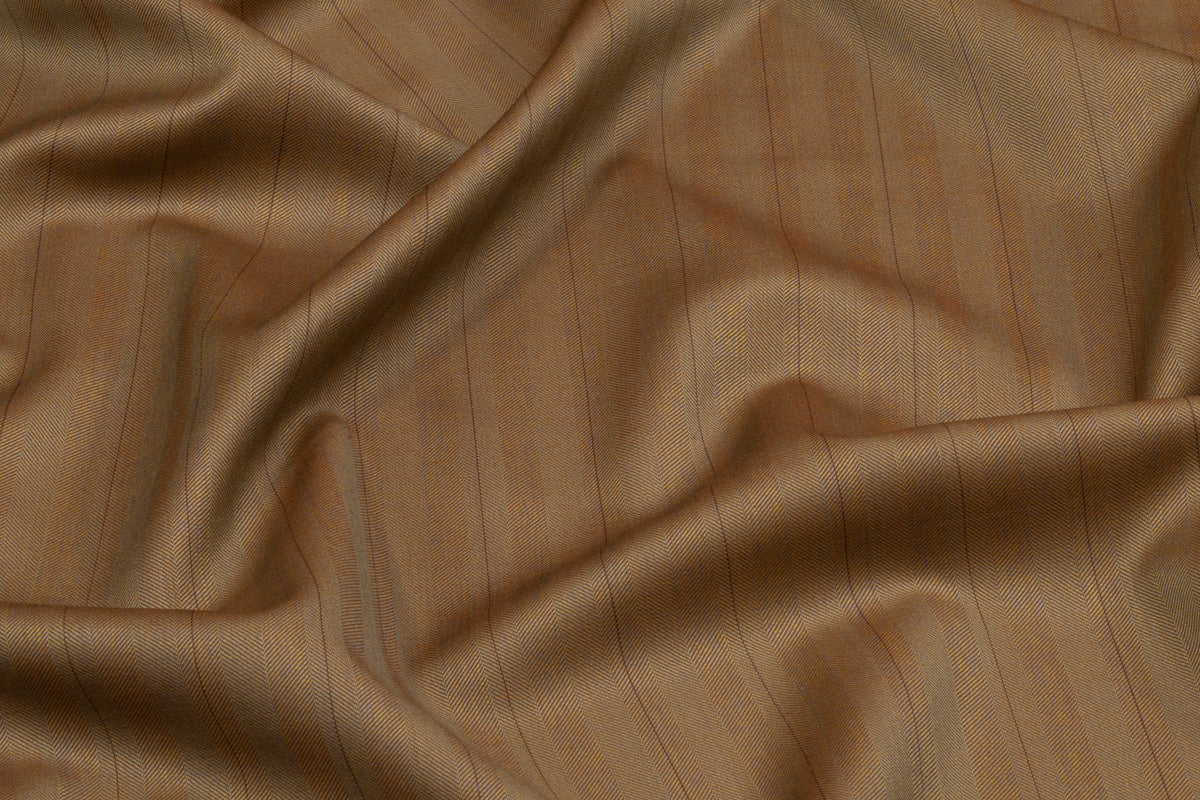 Vitale Barberis Canonico - Striped Italian Iridescent Solaro Wool Suiting - Olive / Rust