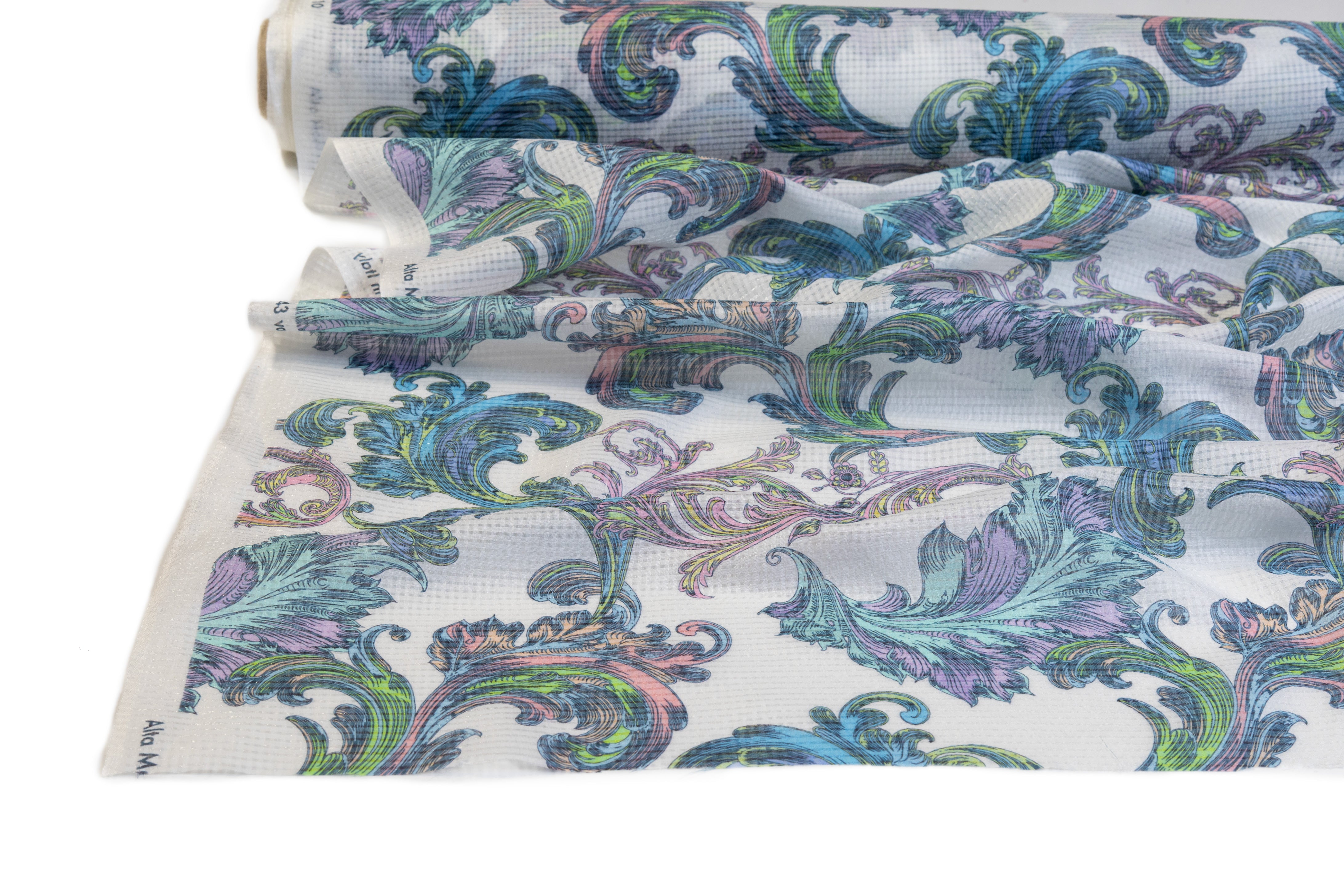 Baroque Italian Silk Nylon Voile - Blue / Lavender