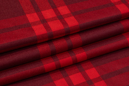 Tartan Italian Wool Suiting - Red / Burgundy