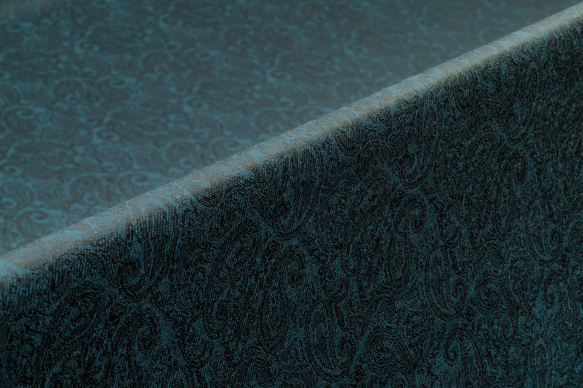 Paisley Italian Silk and Wool Jacquard Suiting - Teal Blue