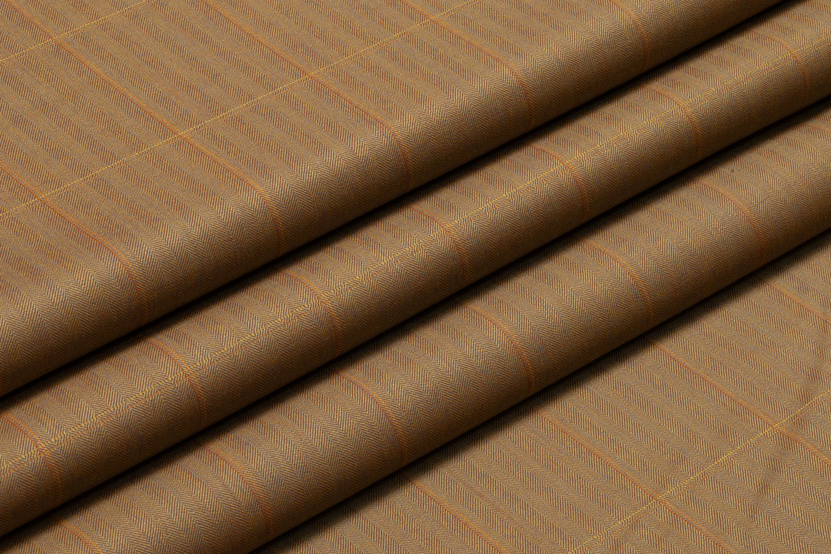Vitale Barberis Canonico - Windowpane Italian Iridescent Solaro Wool Suiting - Olive / Rust