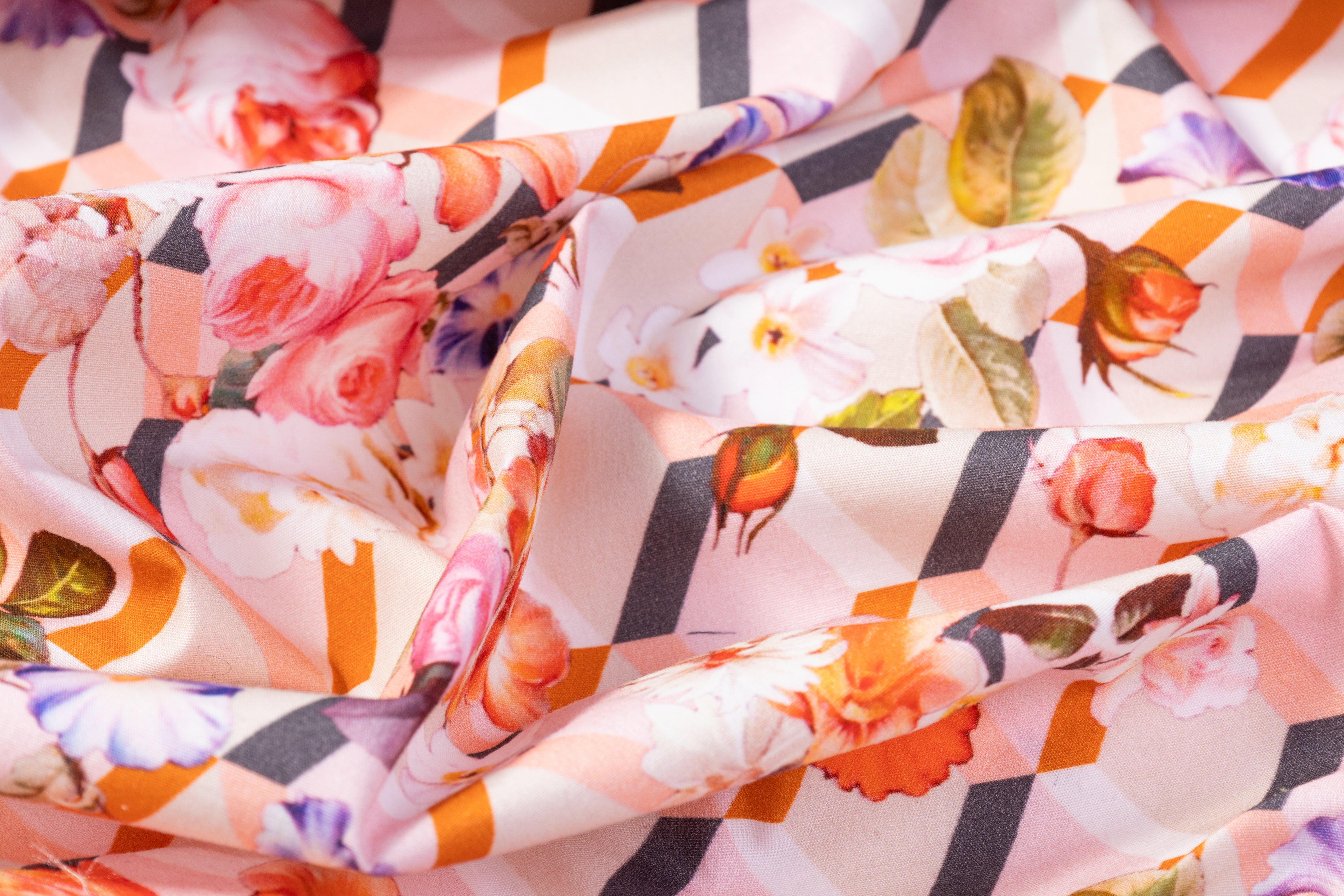 The Abito - Floral Italian Cotton - Peach / Multicolor