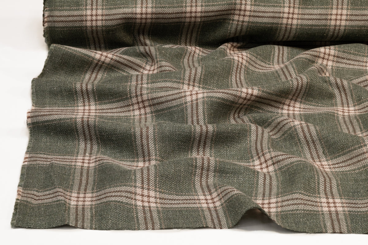 Vitale Barberis Canonico - Plaid Italian Linen Silk Cotton Suiting - Green