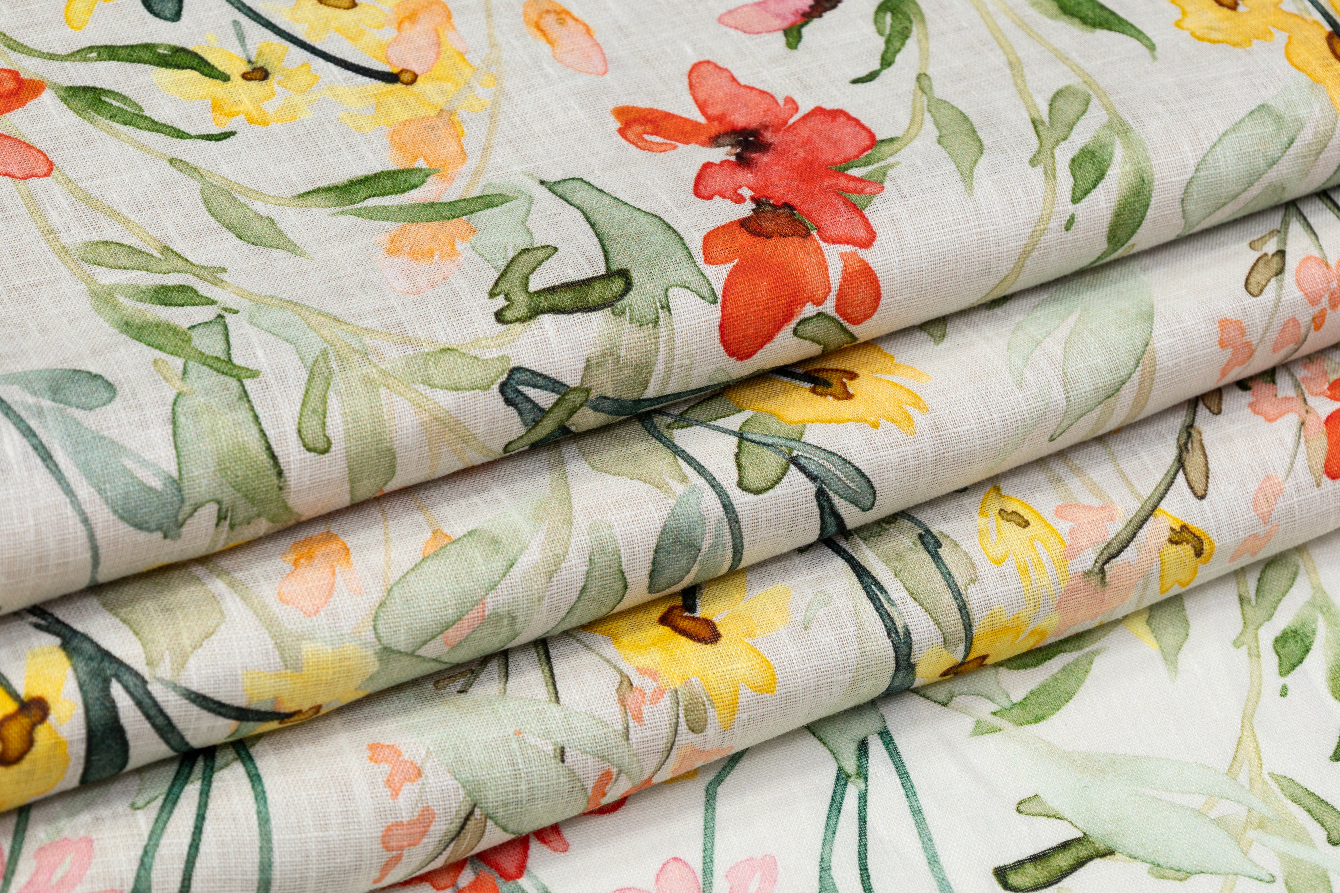 Floral Linen - Green / Multicolor