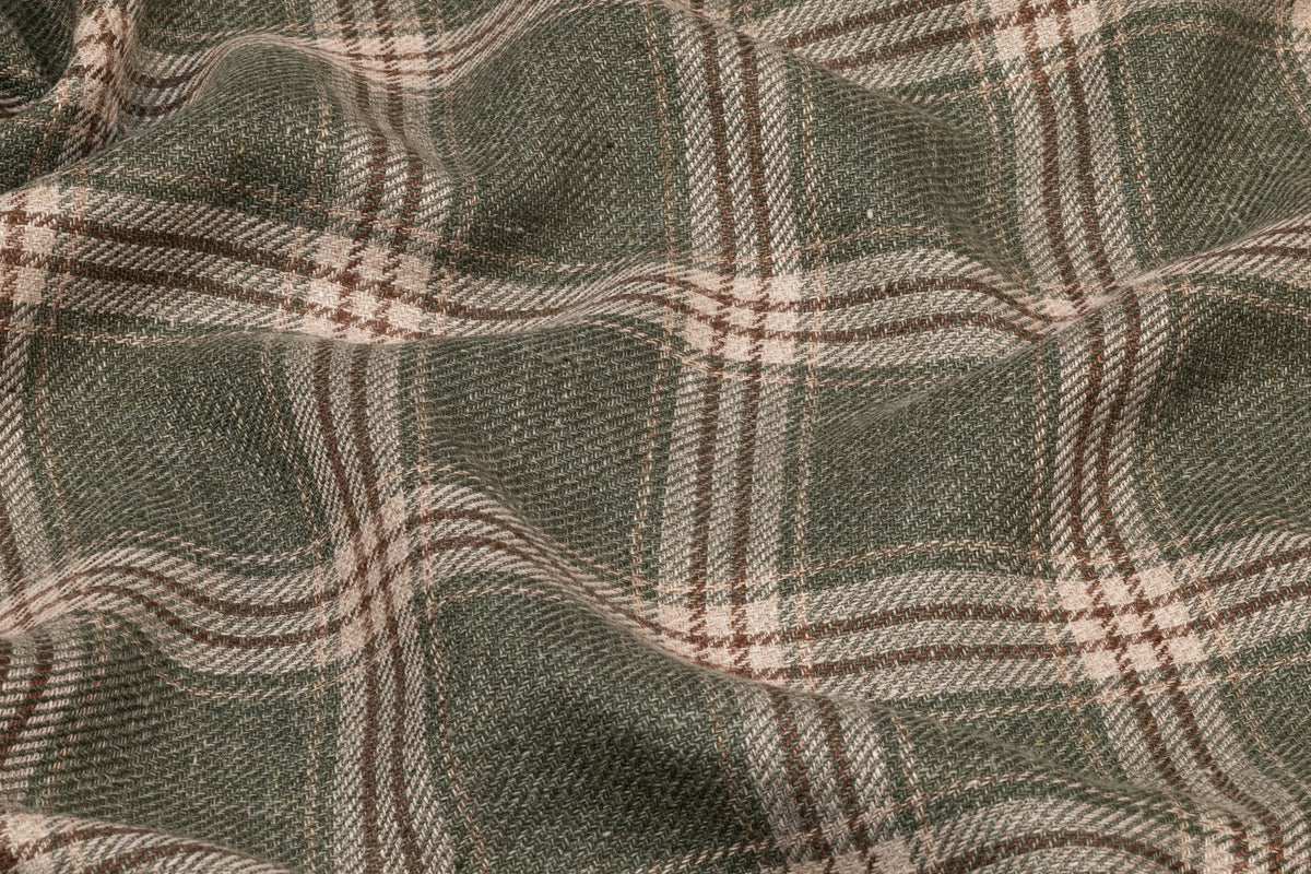 Vitale Barberis Canonico - Plaid Italian Linen Silk Cotton Suiting - Green