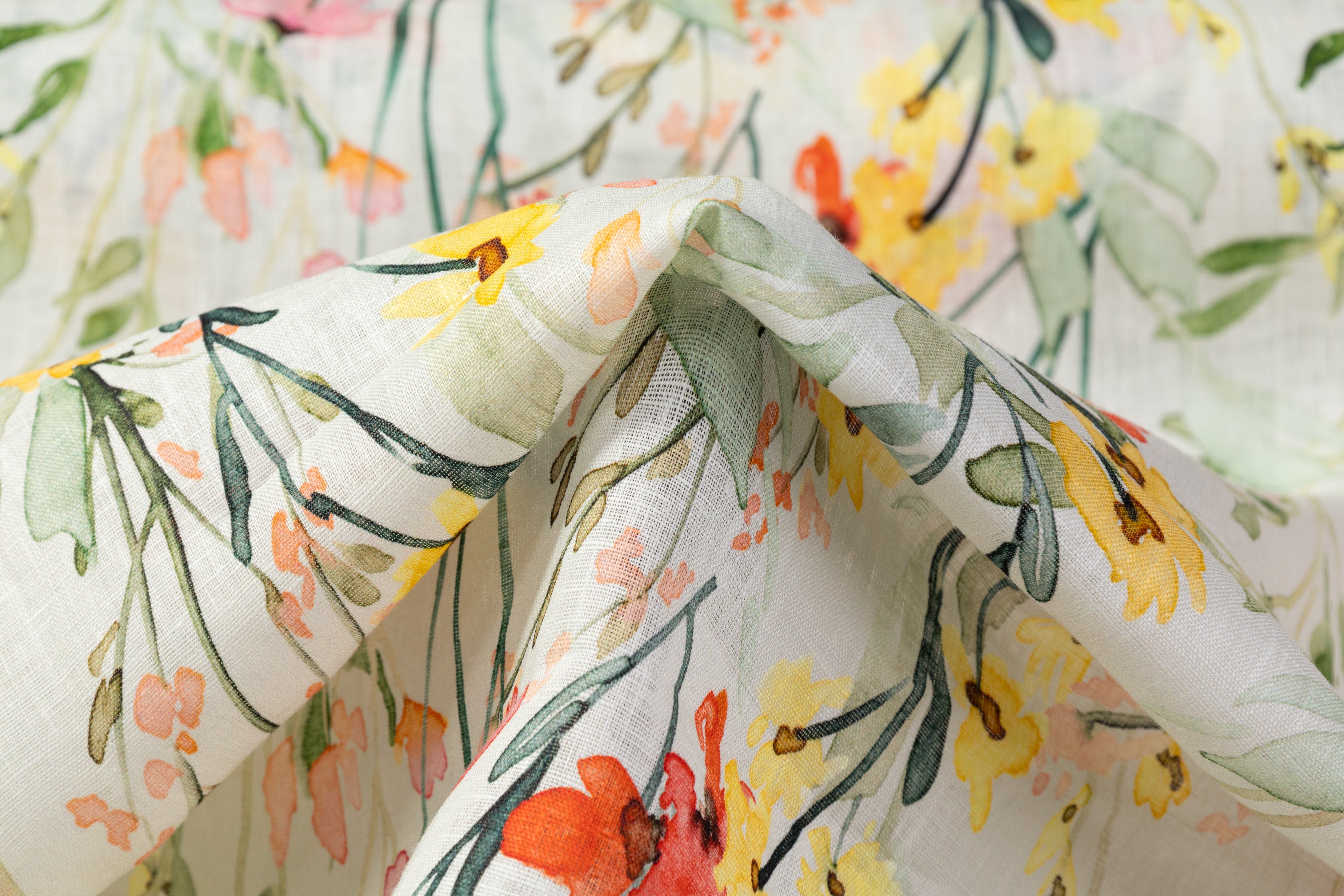 Floral Linen - Green / Multicolor