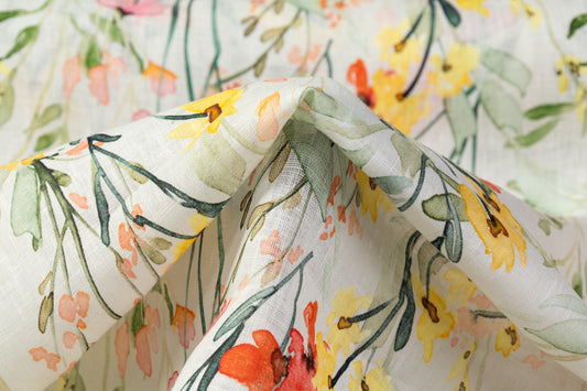 Floral Linen - Green / Multicolor