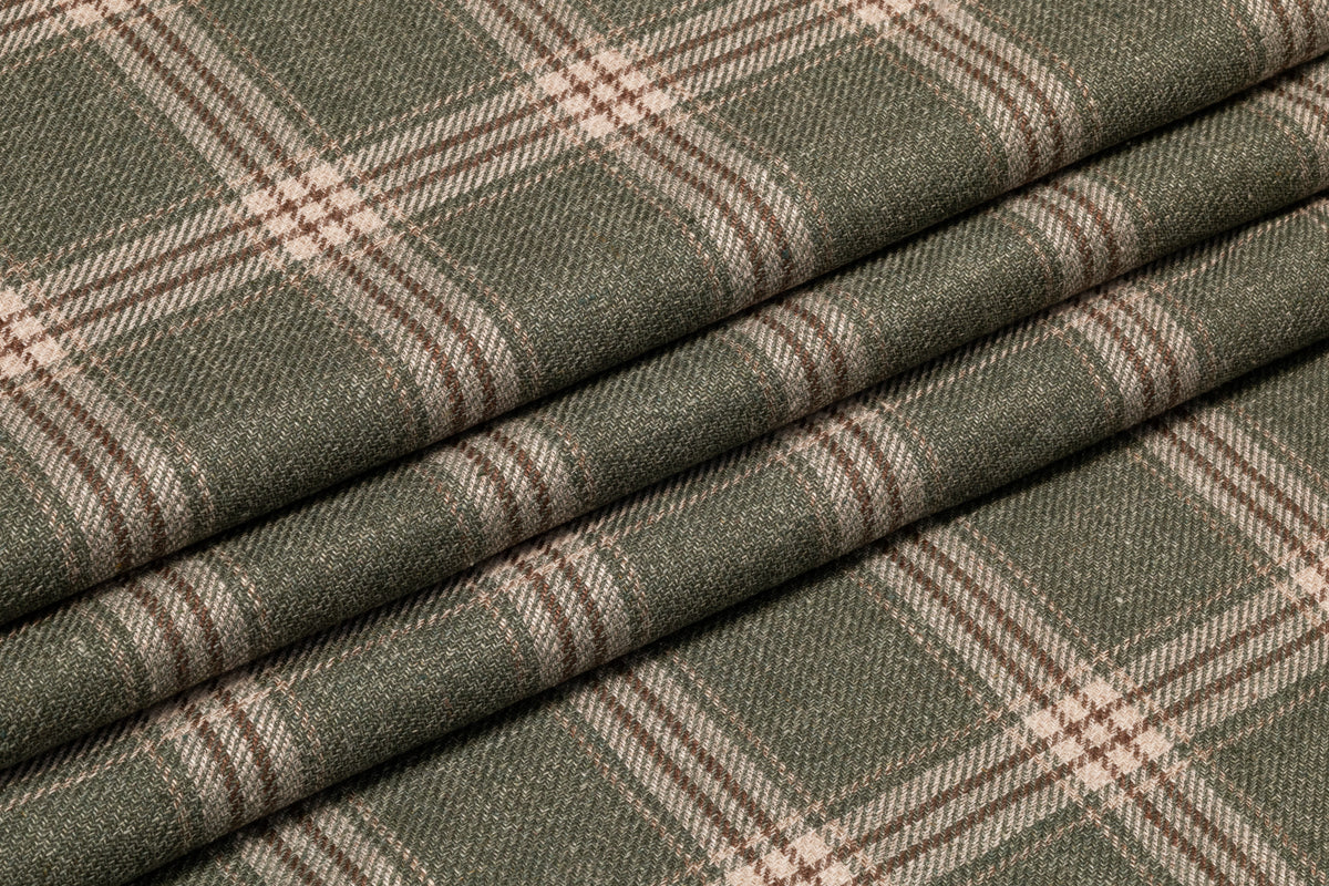 Vitale Barberis Canonico - Plaid Italian Linen Silk Cotton Suiting - Green