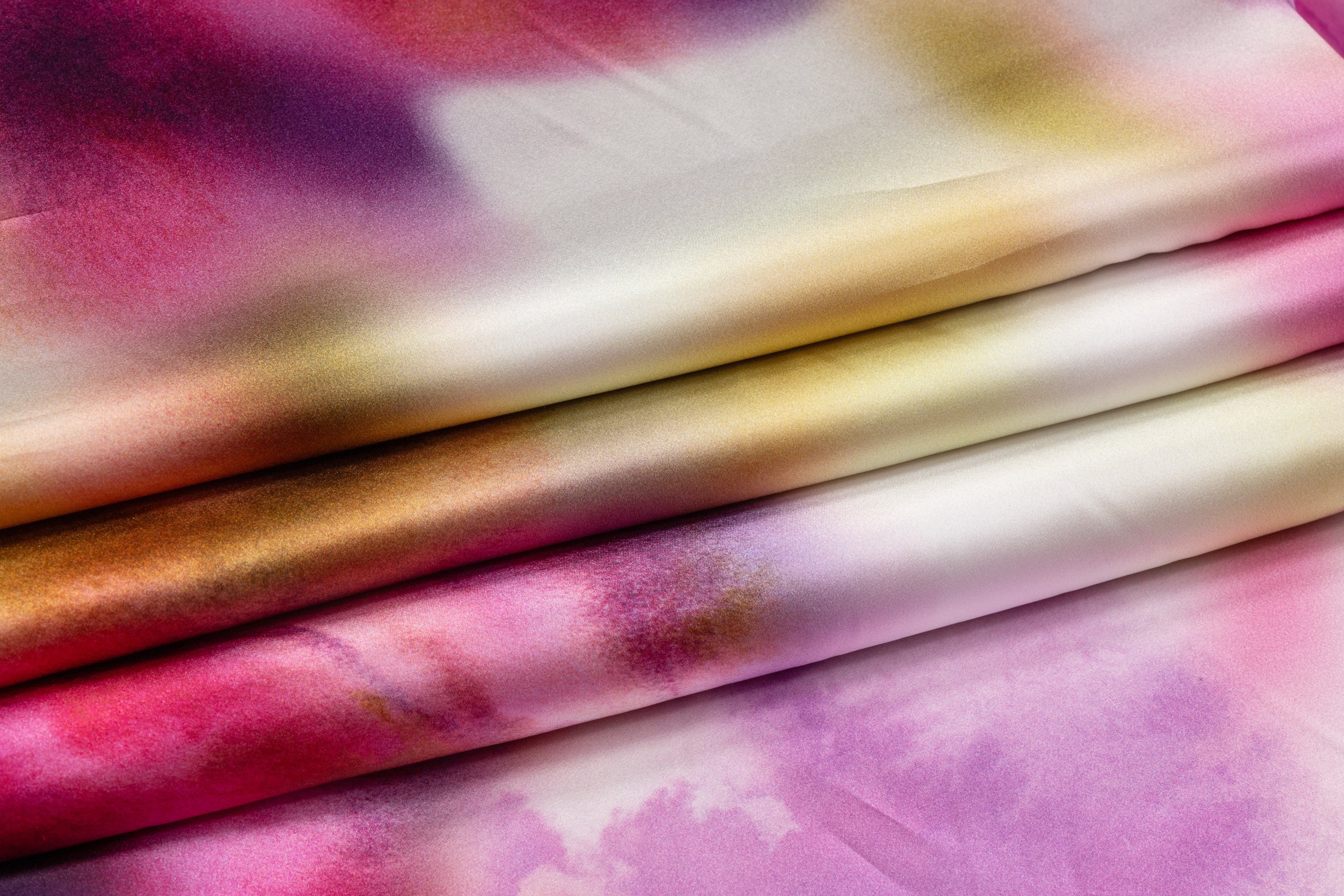 Tie-Dye Printed Italian Silk Charmeuse - Multicolor