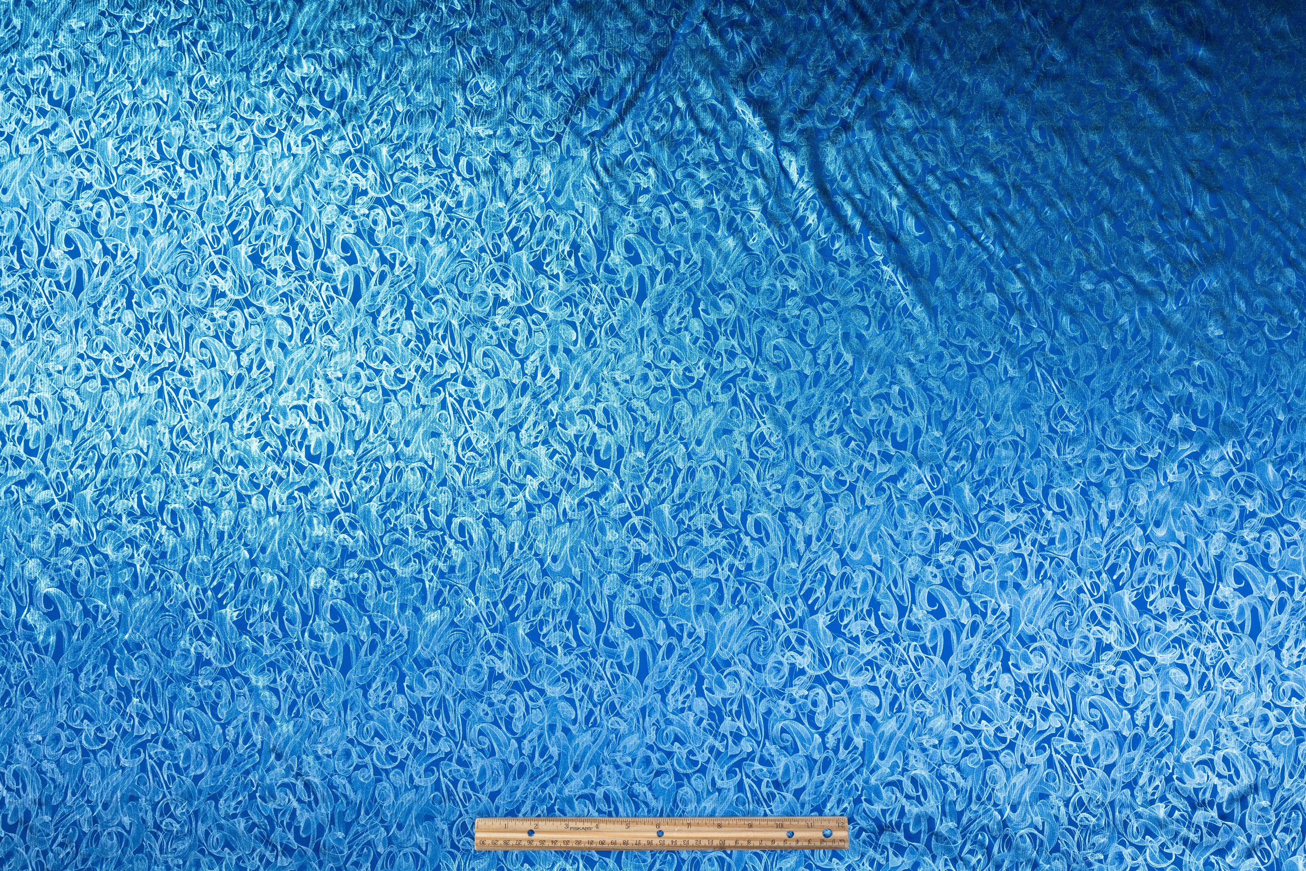 Abstract Laminated Italian Silk Charmeuse - Blue