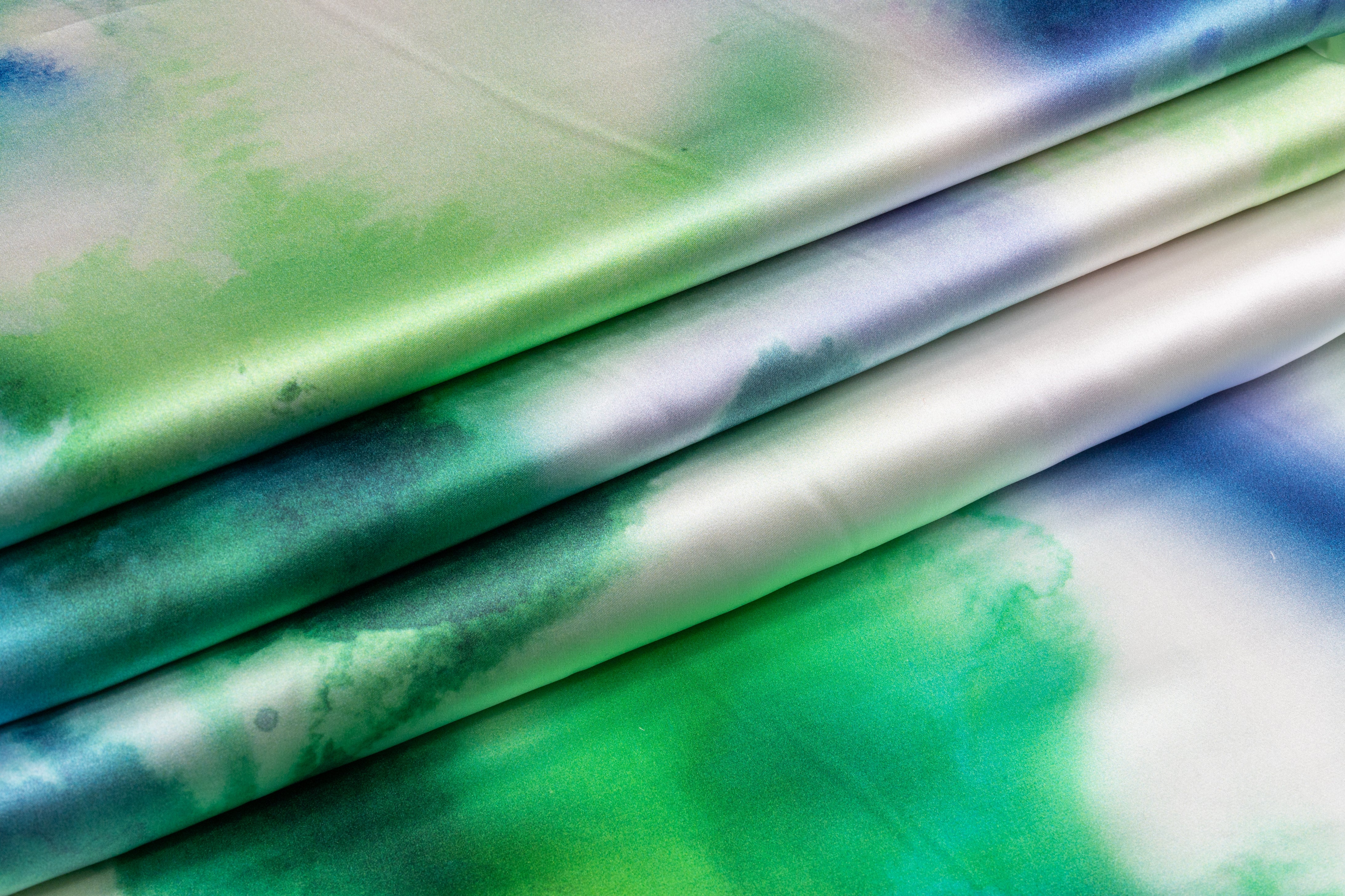 Tie-Dye Printed Italian Silk Charmeuse - Multicolor