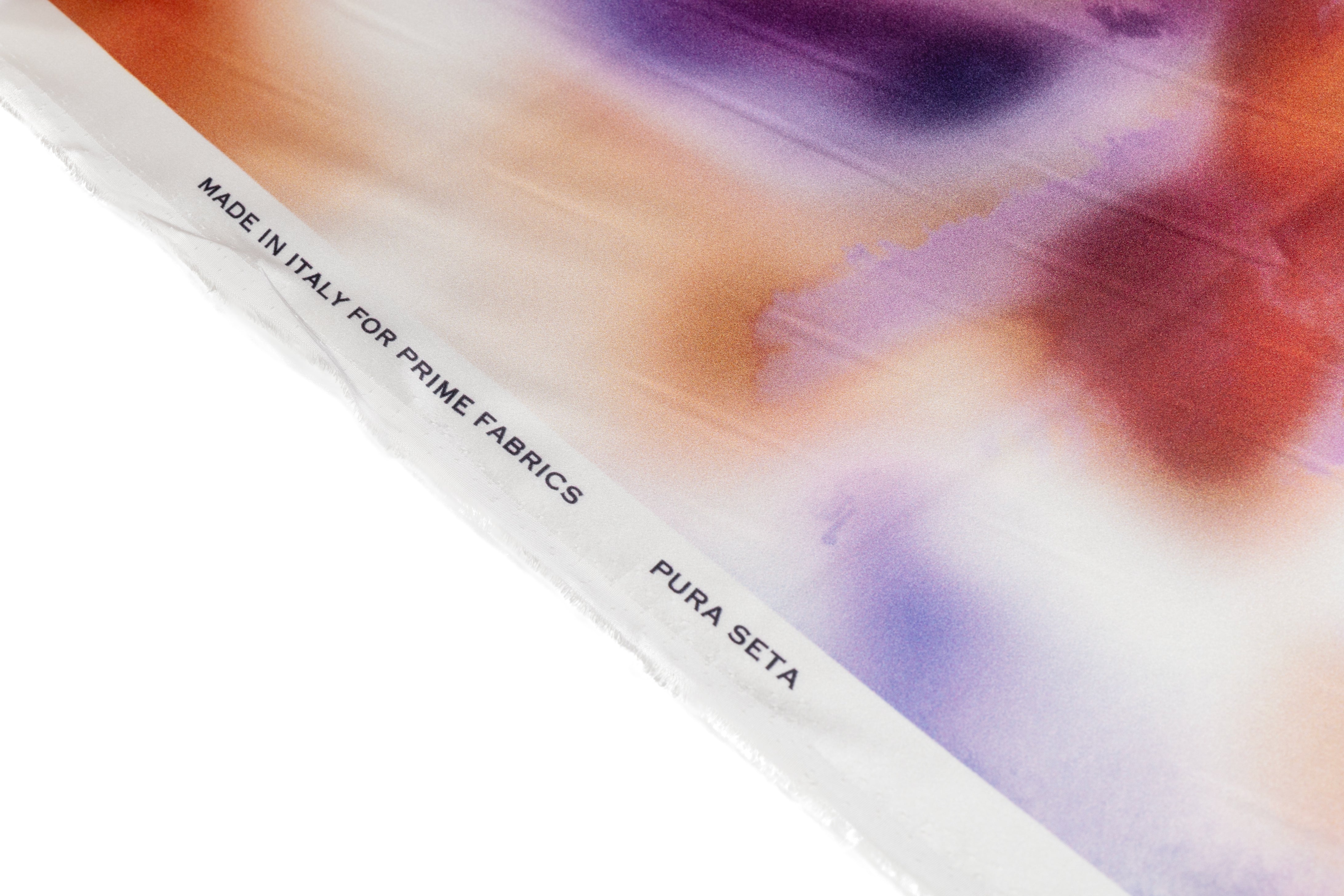 Tie-Dye Printed Italian Silk Charmeuse - Multicolor
