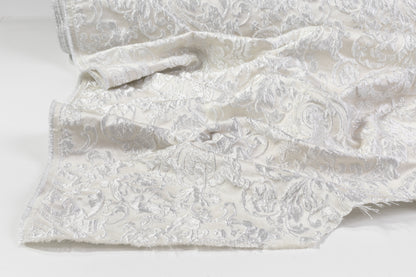 Crushed Metallic Brocade - Off White / Silver
