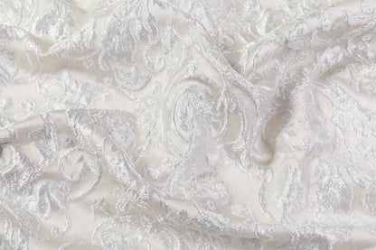 Crushed Metallic Brocade - Off White / Silver