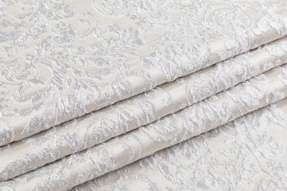 Crushed Metallic Brocade - Off White / Silver