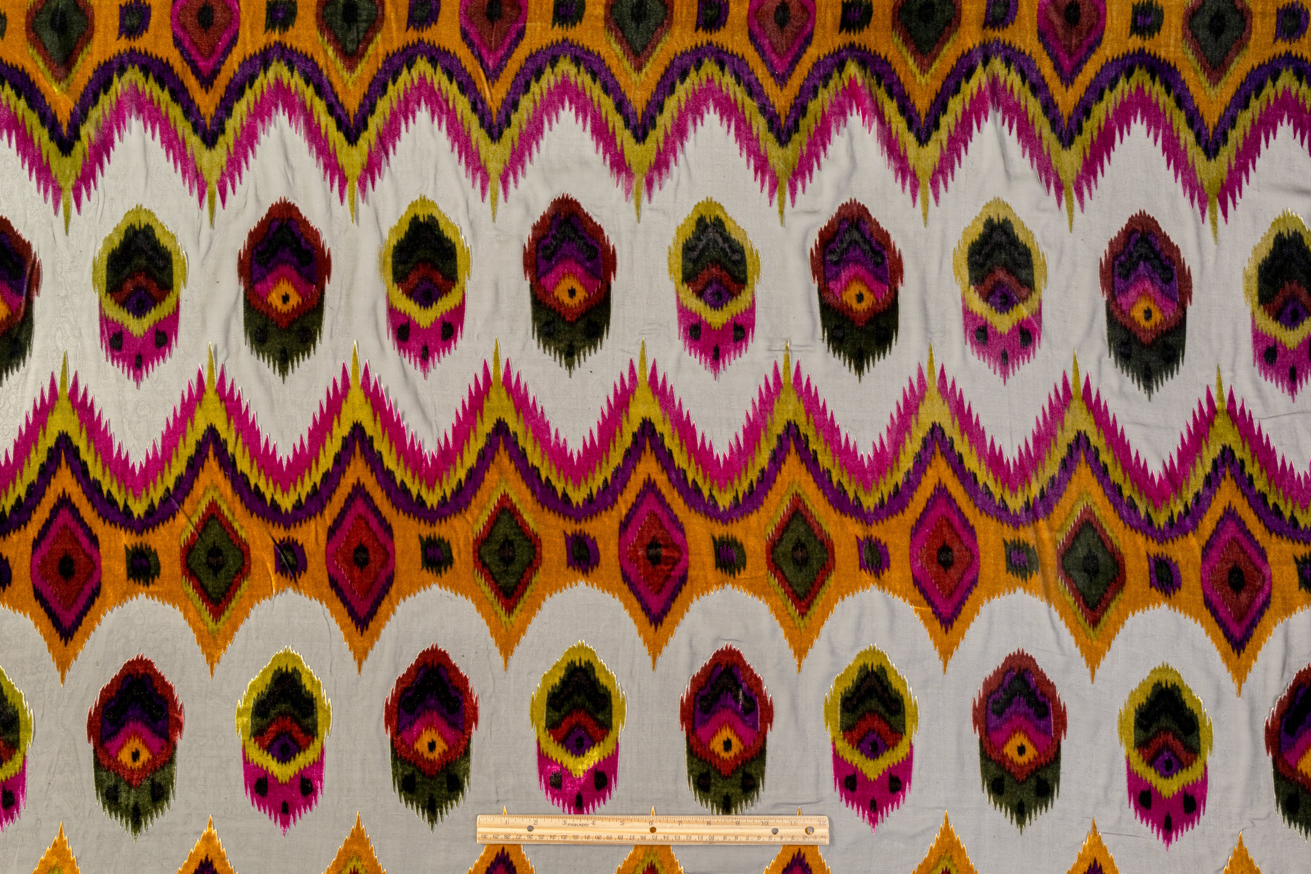 Silk Viscose Italian Velvet Devoré - Black / Gold / Purple