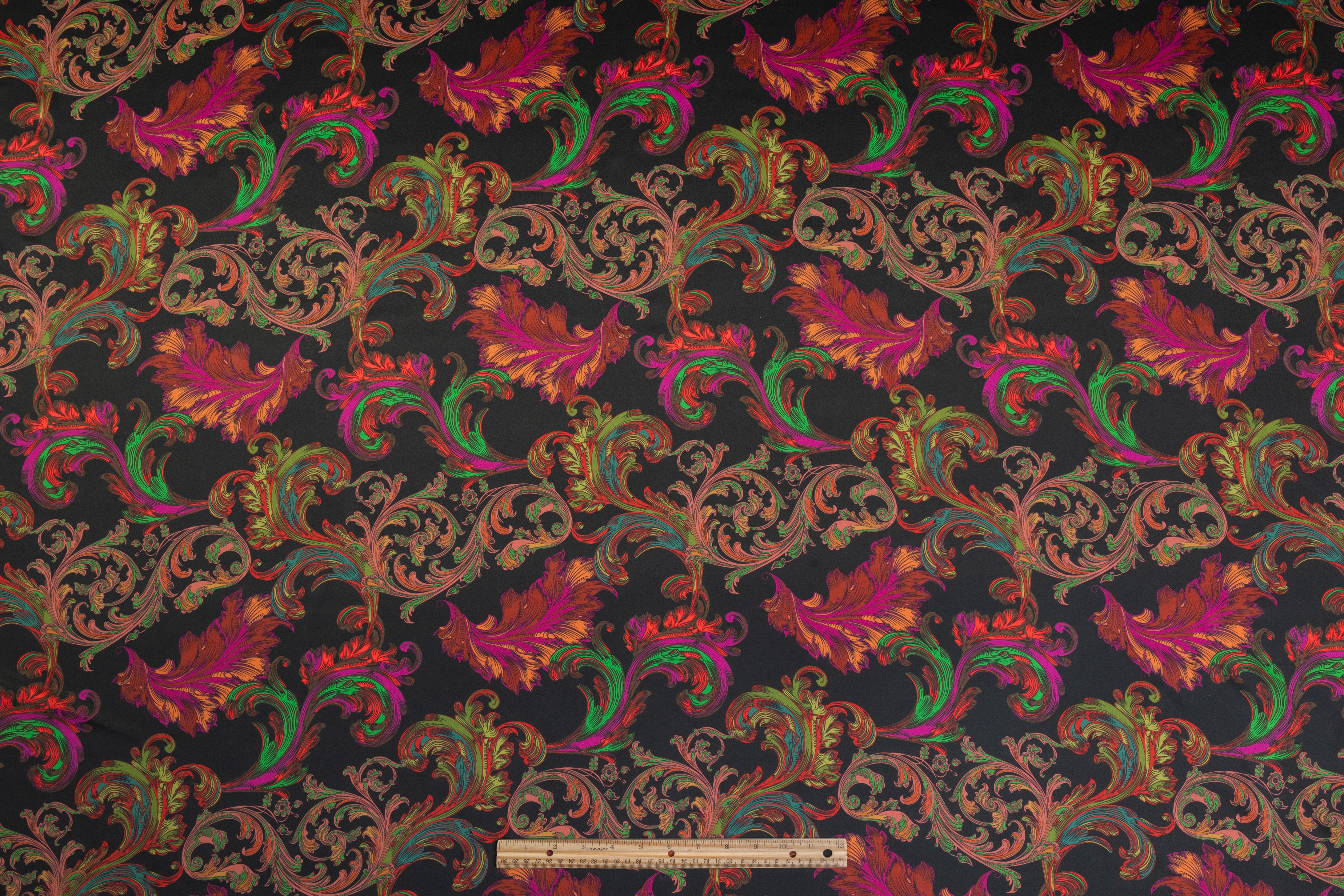 Baroque Italian Silk Charmeuse - Rust / Black / Red / Green