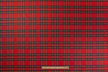 Tartan Italian Poly Wool Suiting - Red