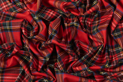 Tartan Italian Poly Wool Suiting - Red