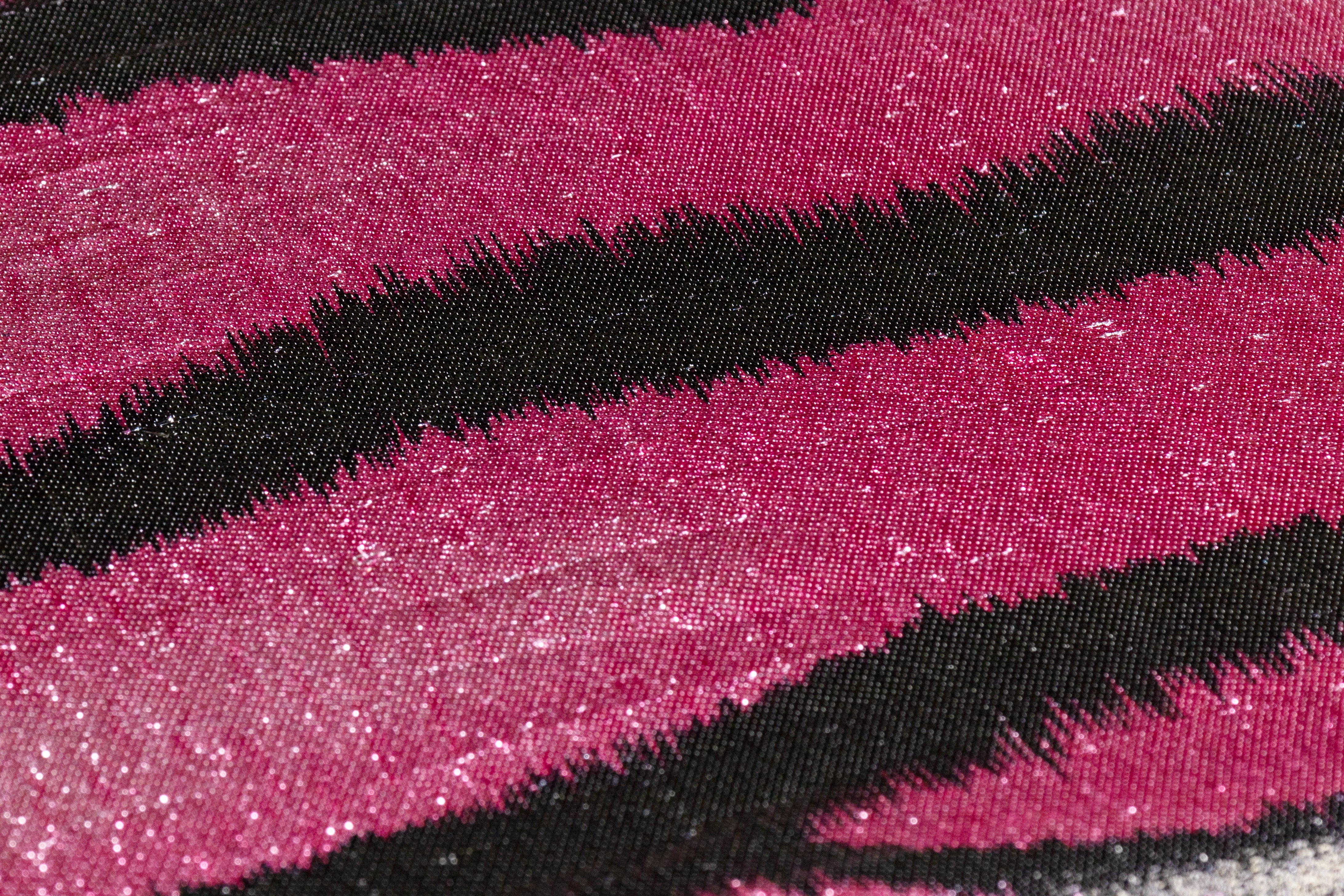 Tiger Stripe Italian Silk Lamé - Pink / Black