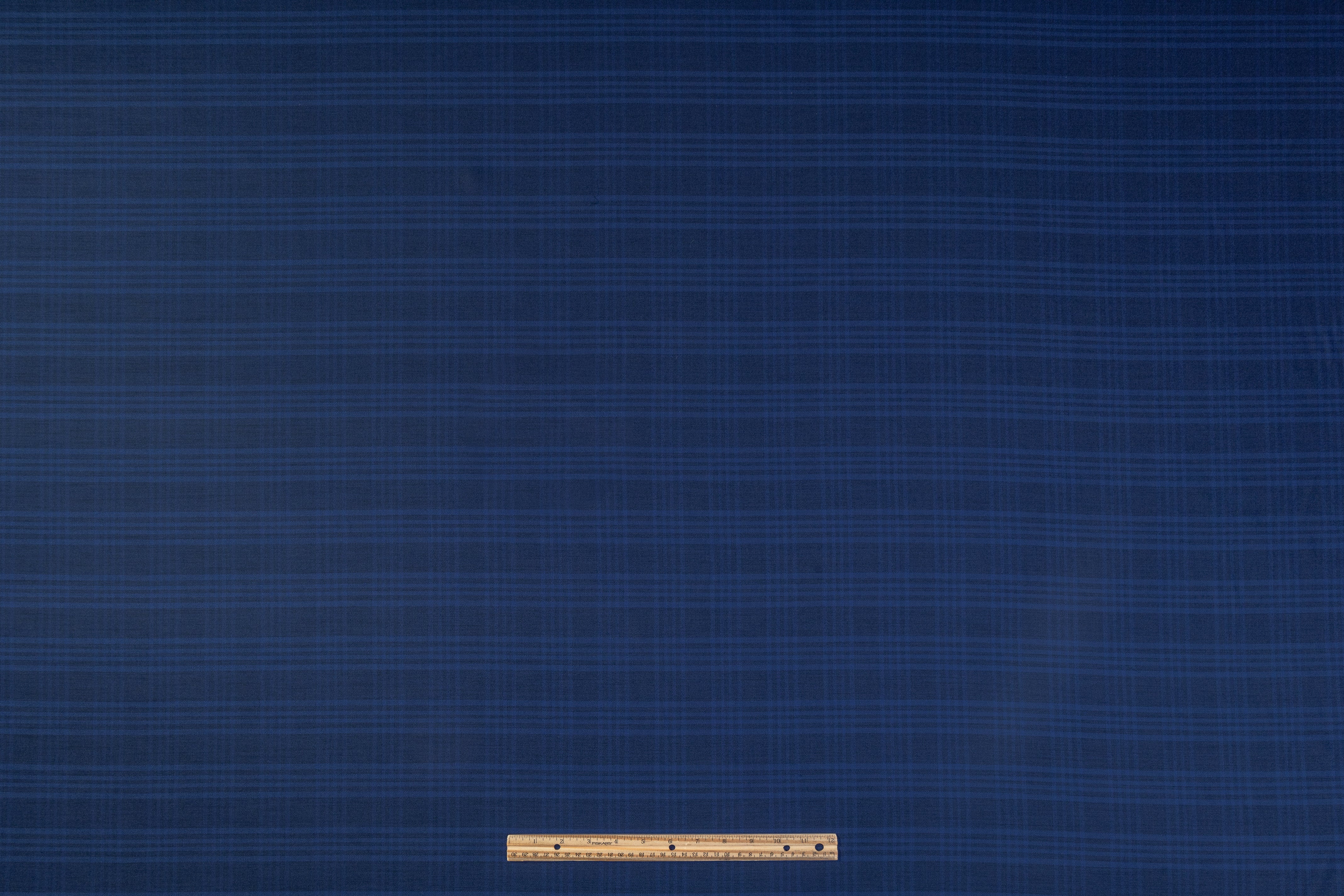 Checked Italian Wool Suiting - Blue