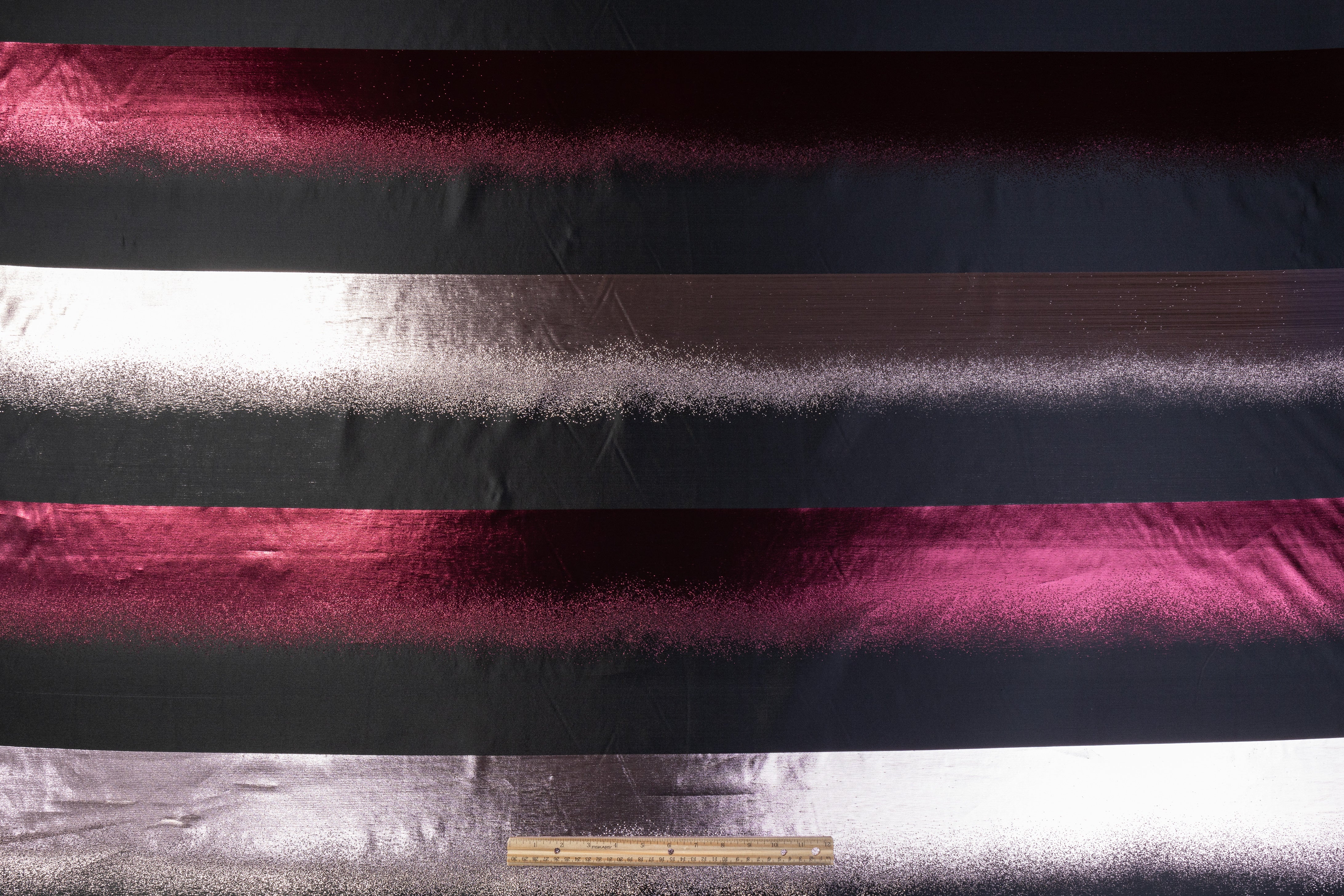 Metallic Italian Gradient Silk Jacquard - Black / Pink