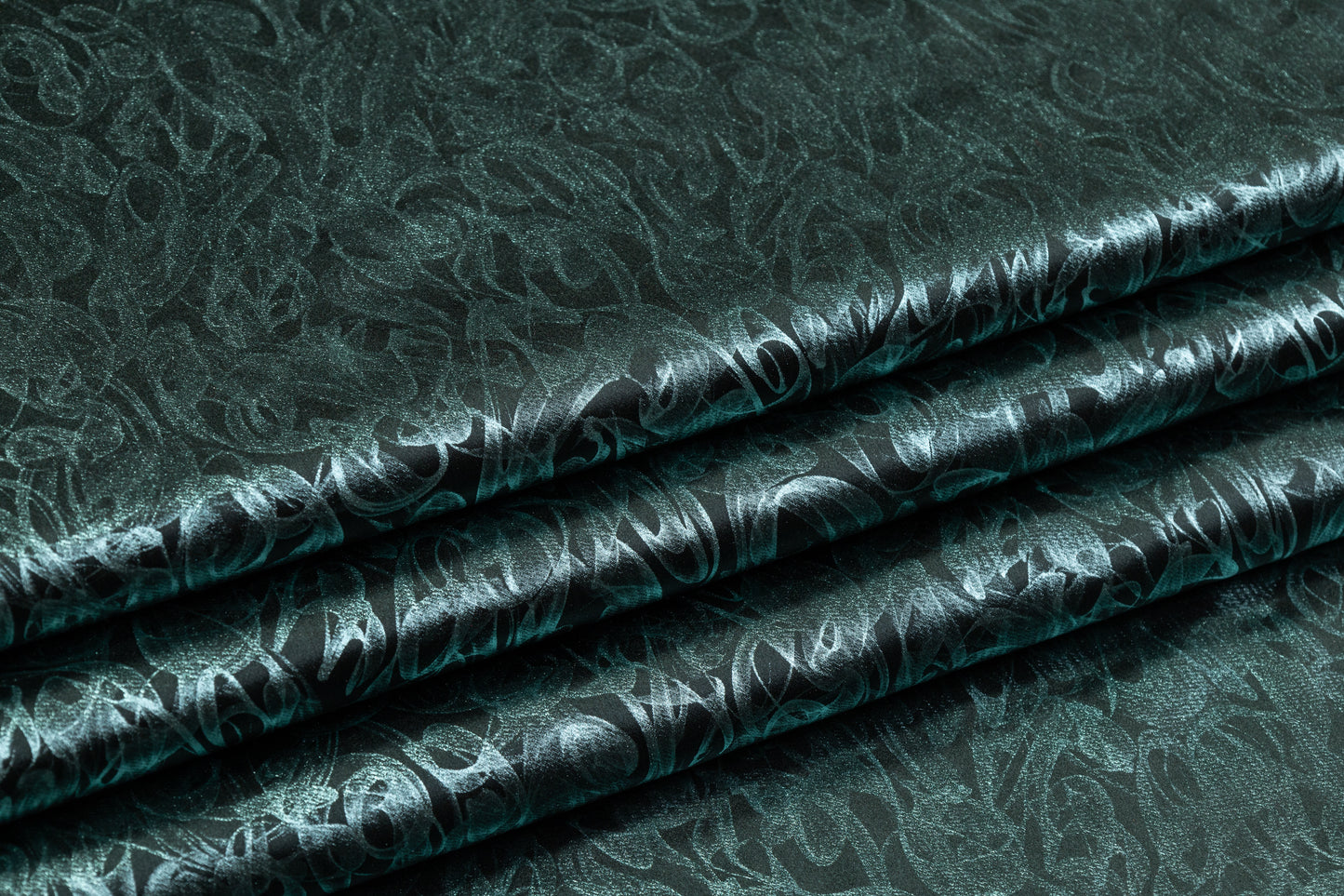 Abstract Laminated Italian Silk Charmeuse - Green
