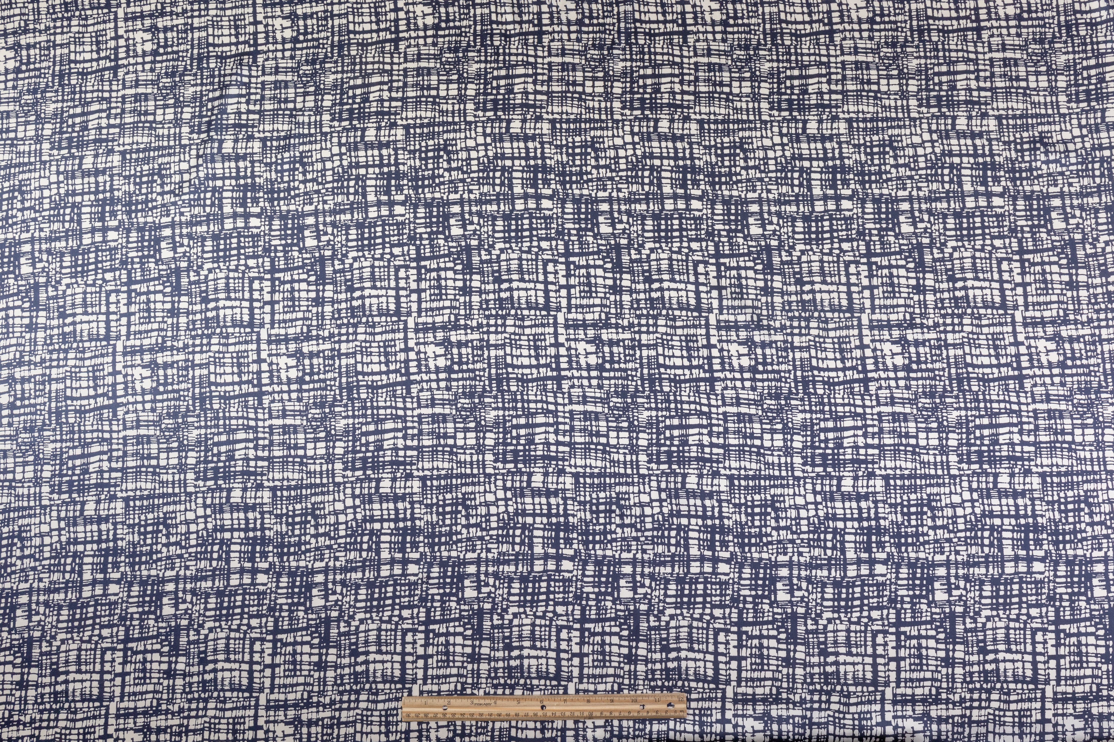 Printed Silk Charmeuse - Blue / Off White