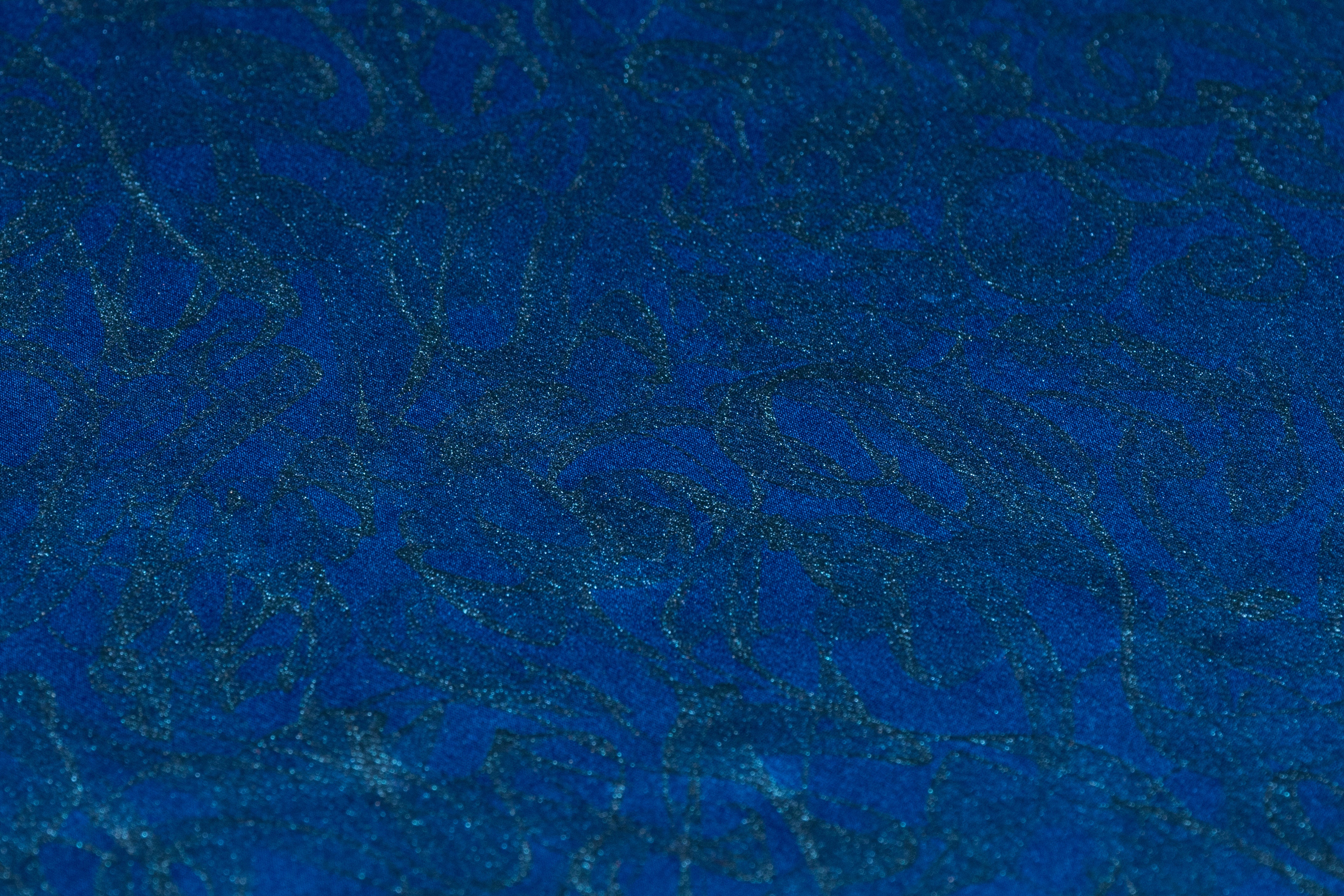 Abstract Laminated Italian Silk Charmeuse - Blue