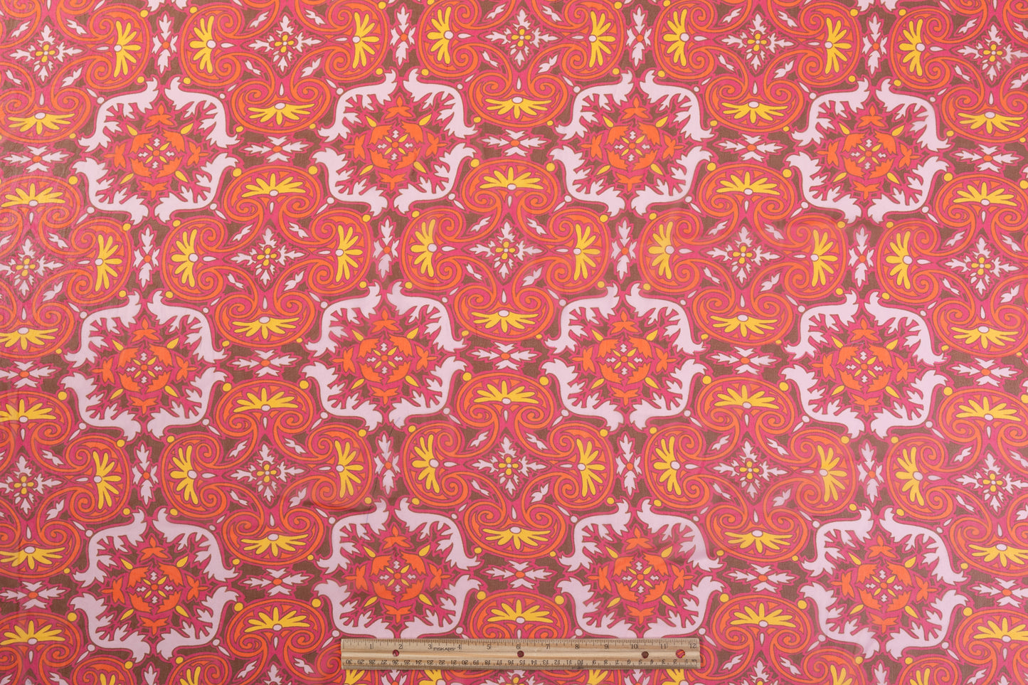 Abstract Printed Silk Chiffon - Magenta / Orange / Yellow