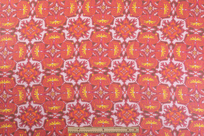 Abstract Printed Silk Chiffon - Magenta / Orange / Yellow