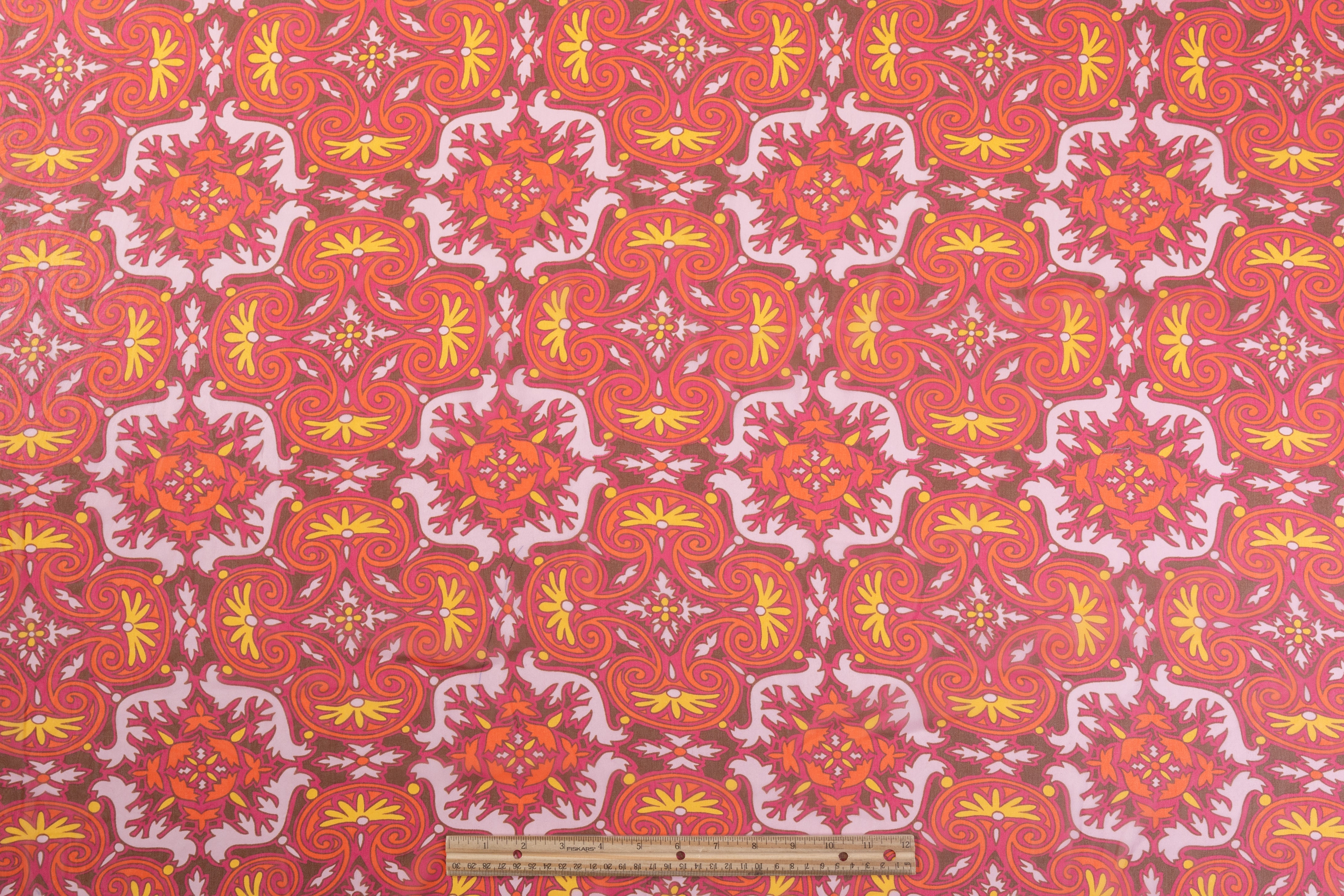 Abstract Printed Silk Chiffon - Magenta / Orange / Yellow