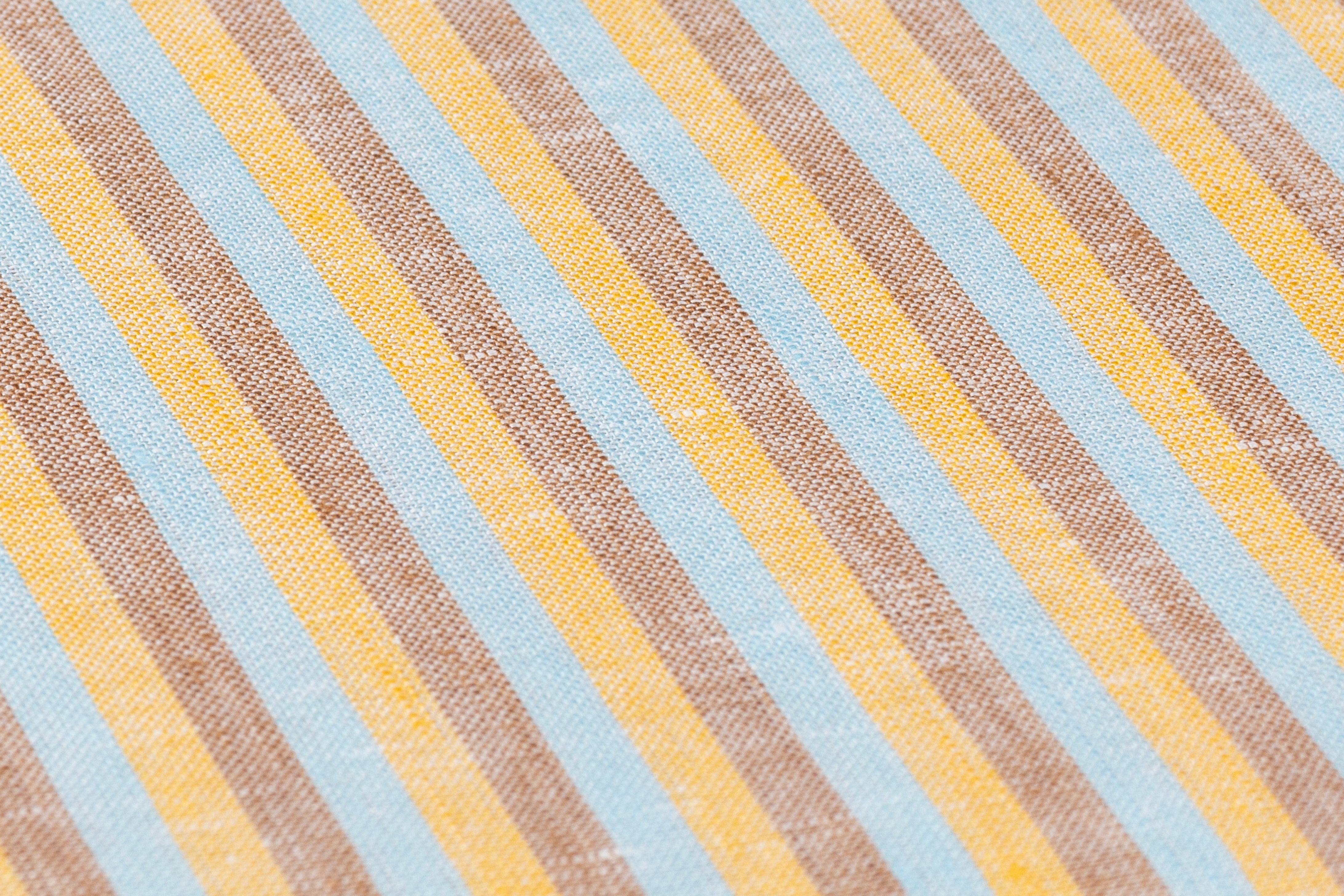 Striped Linen - Brown / Blue / Golden Yellow
