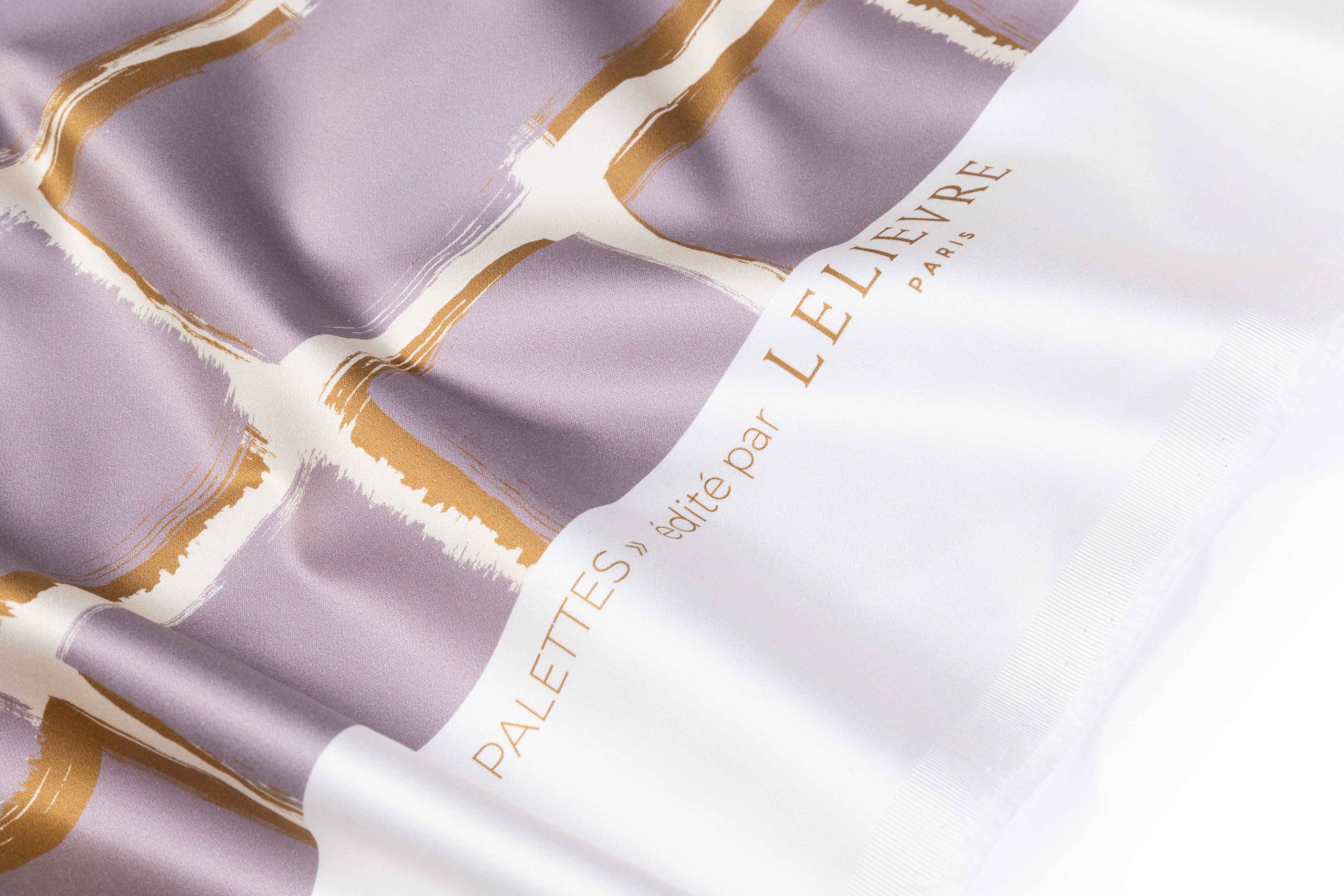 Geometric Italian Cotton Duchess Satin - Lilac / Ivory / Gold