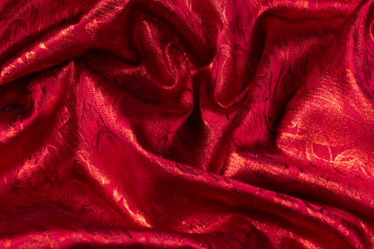Abstract Laminated Italian Silk Charmeuse - Red