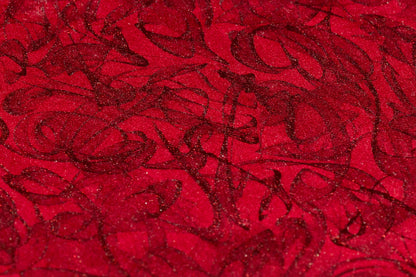 Abstract Laminated Italian Silk Charmeuse - Red