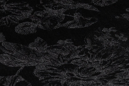 Floral Laminated Italian Silk Charmeuse - Black / Silver