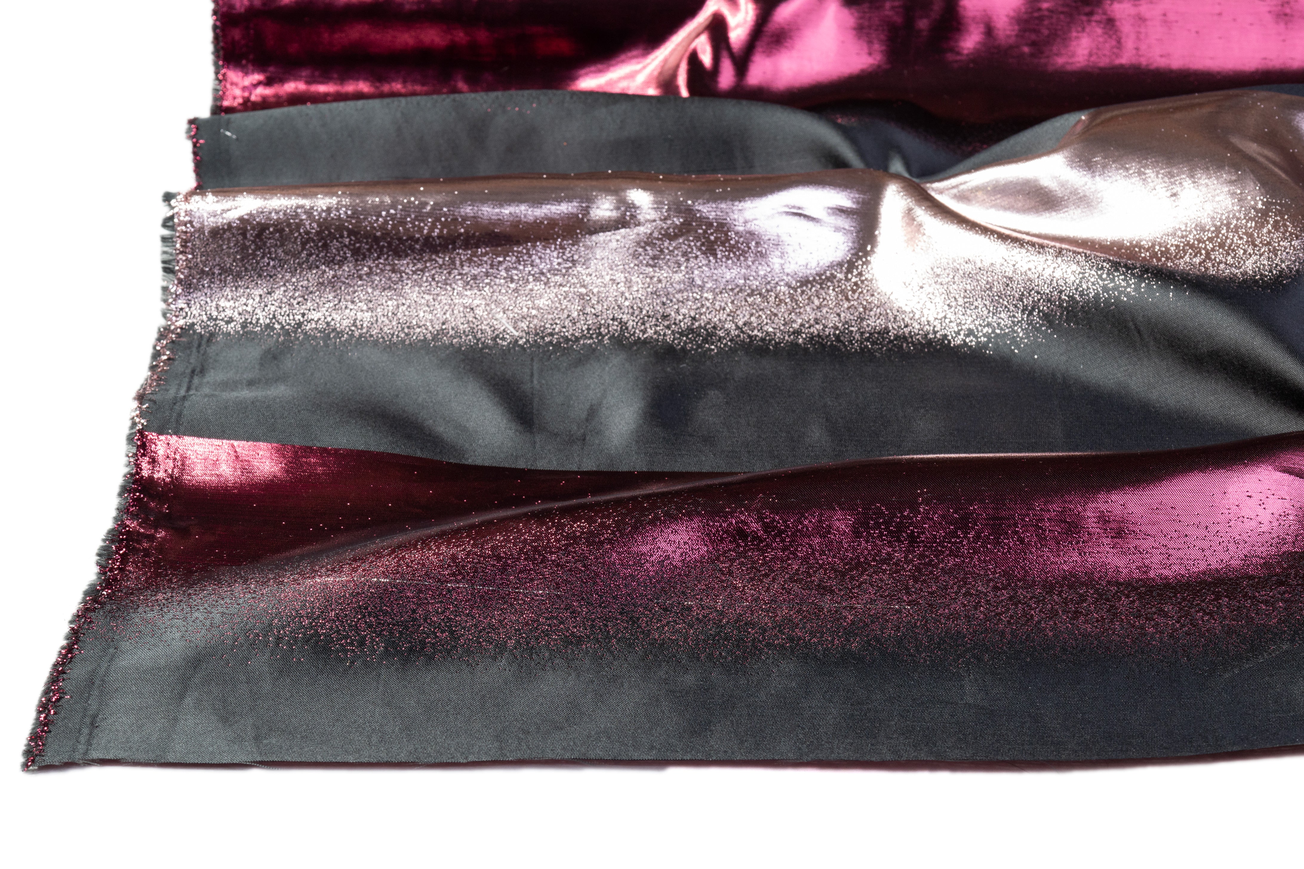 Metallic Italian Gradient Silk Jacquard - Black / Pink
