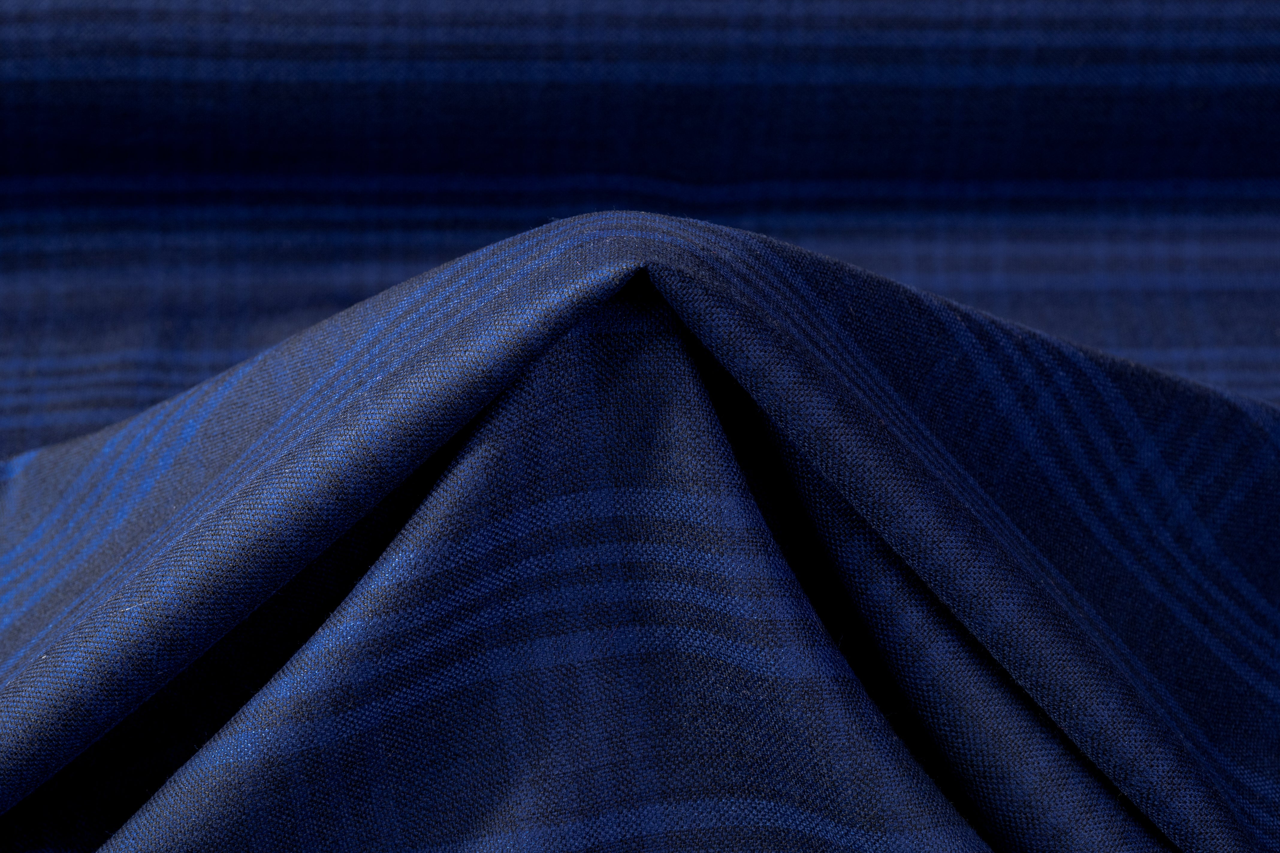 Checked Italian Wool Suiting - Blue