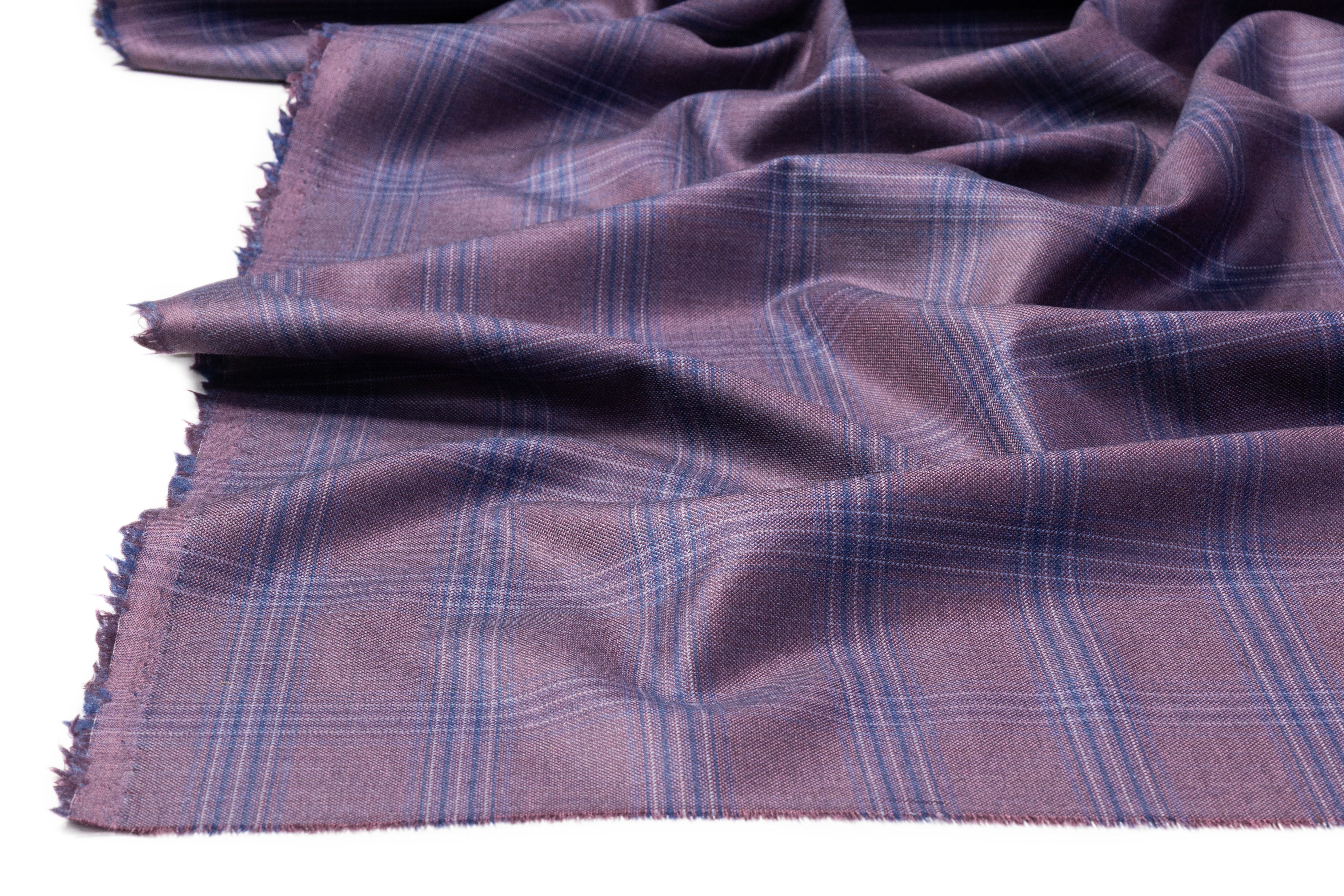 Vitale Barberis Canonico - Checked Italian Wool Suiting - Plum