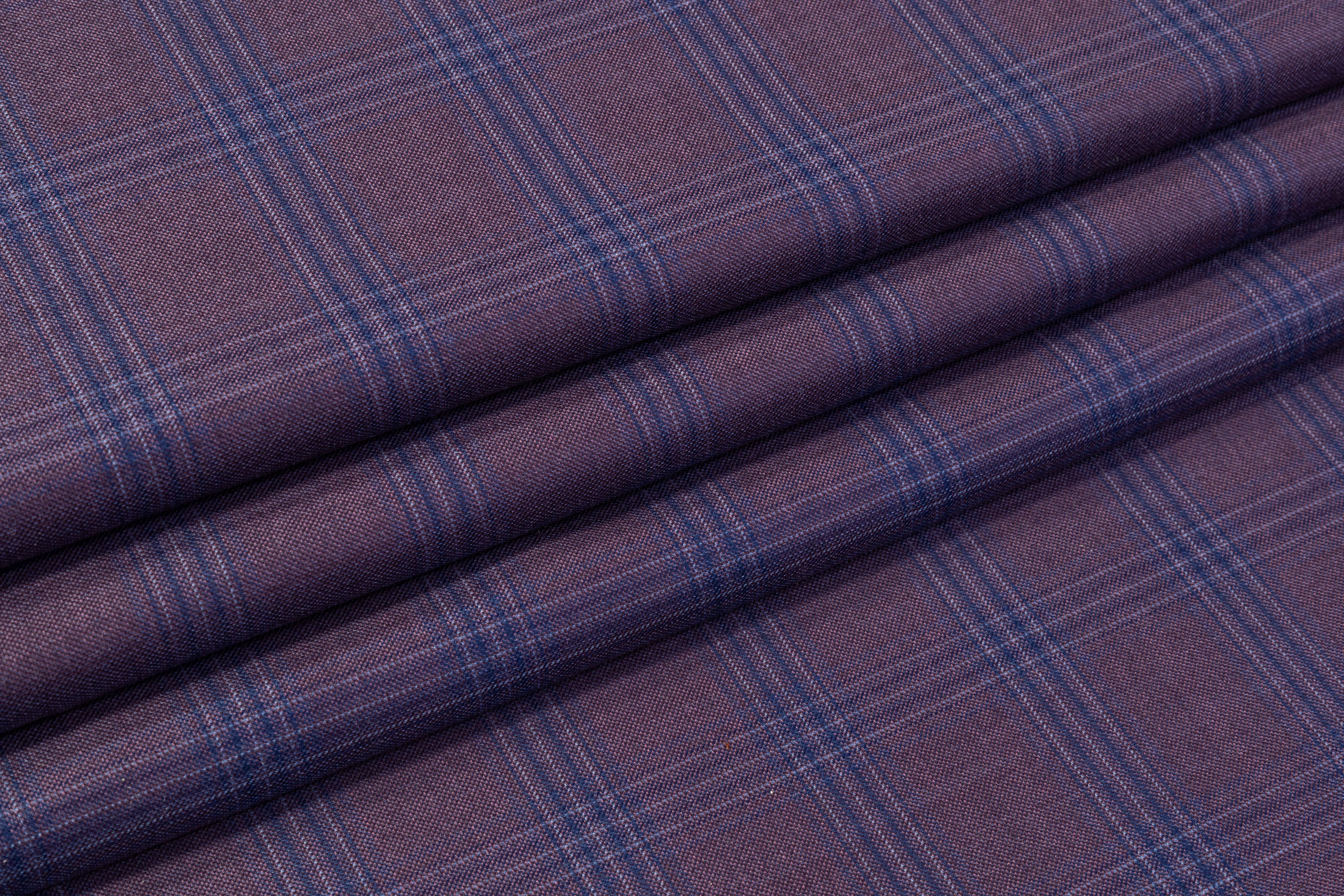 Vitale Barberis Canonico - Checked Italian Wool Suiting - Plum