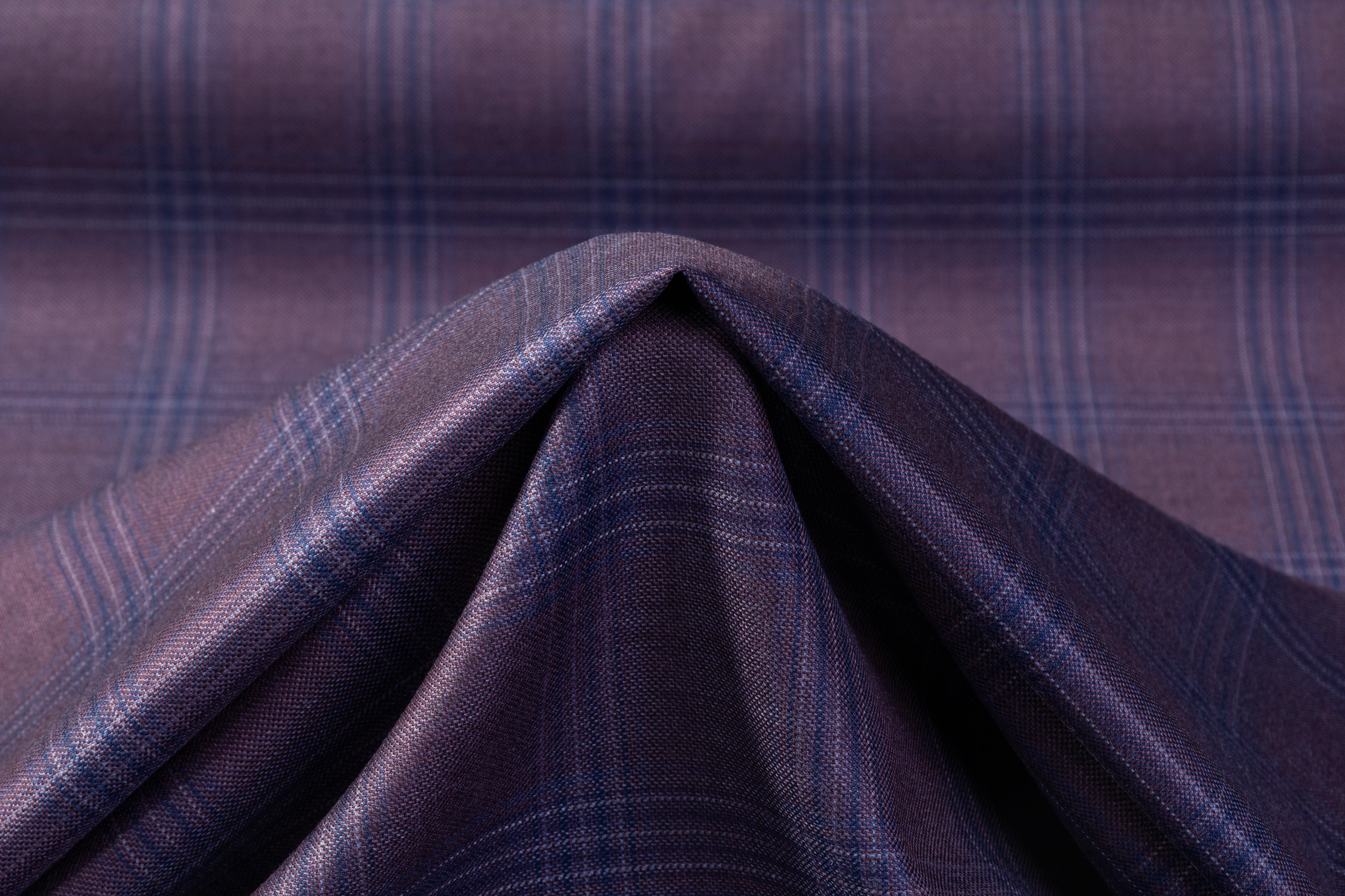 Vitale Barberis Canonico - Checked Italian Wool Suiting - Plum