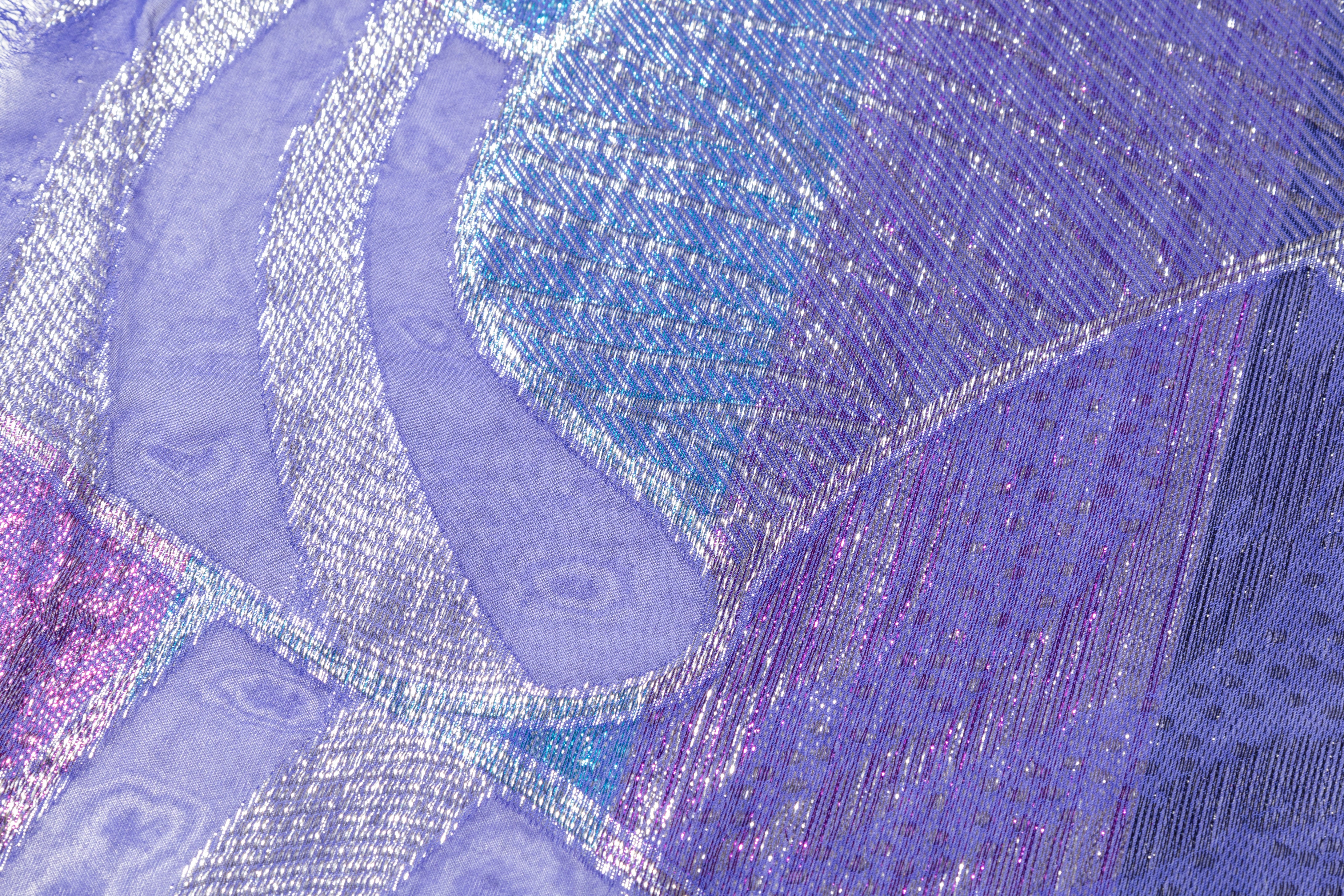 Abstract Metallic Italian Viscose Fil Coupé - Purple / Silver