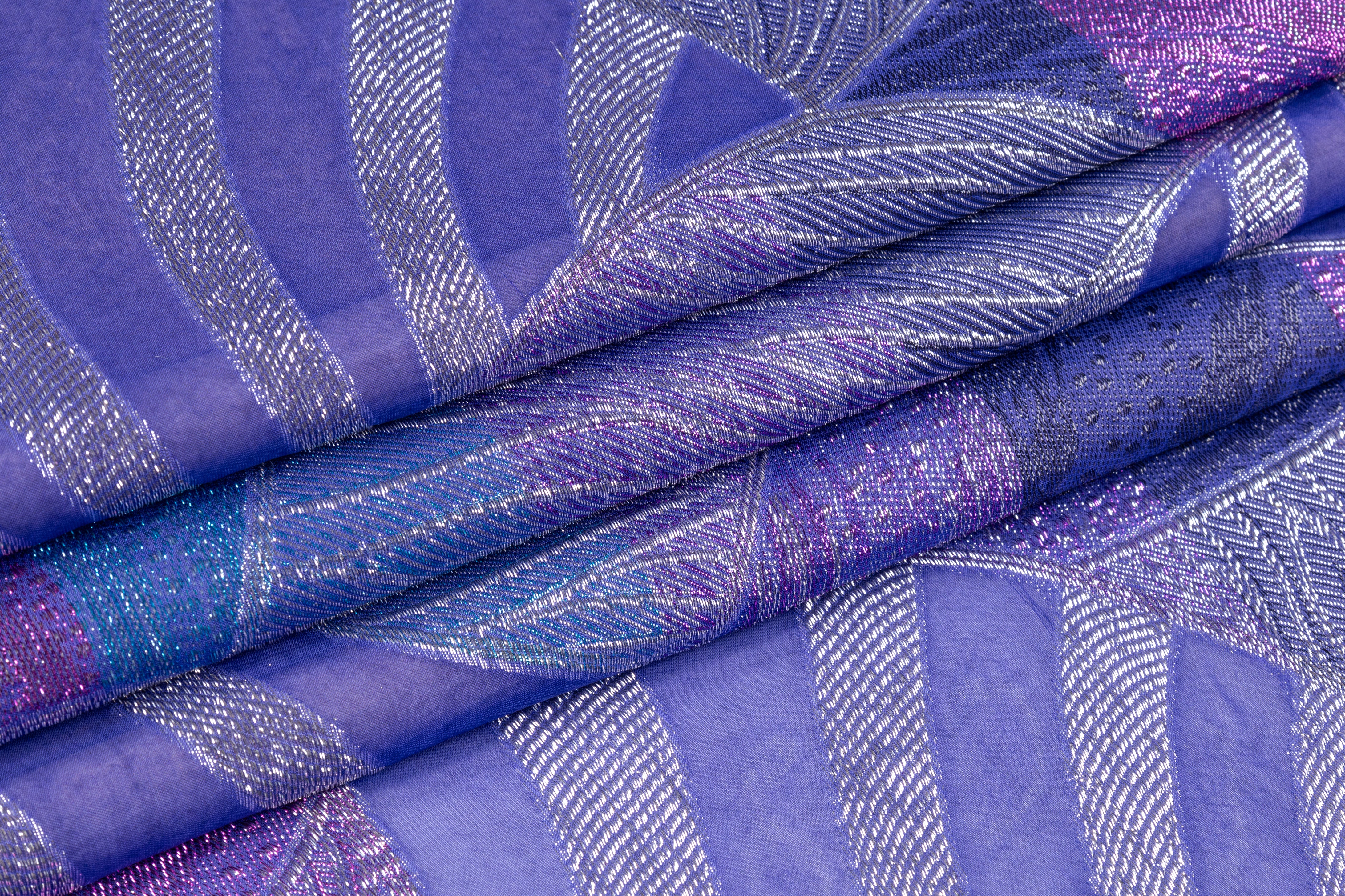 Abstract Metallic Italian Viscose Fil Coupé - Purple / Silver