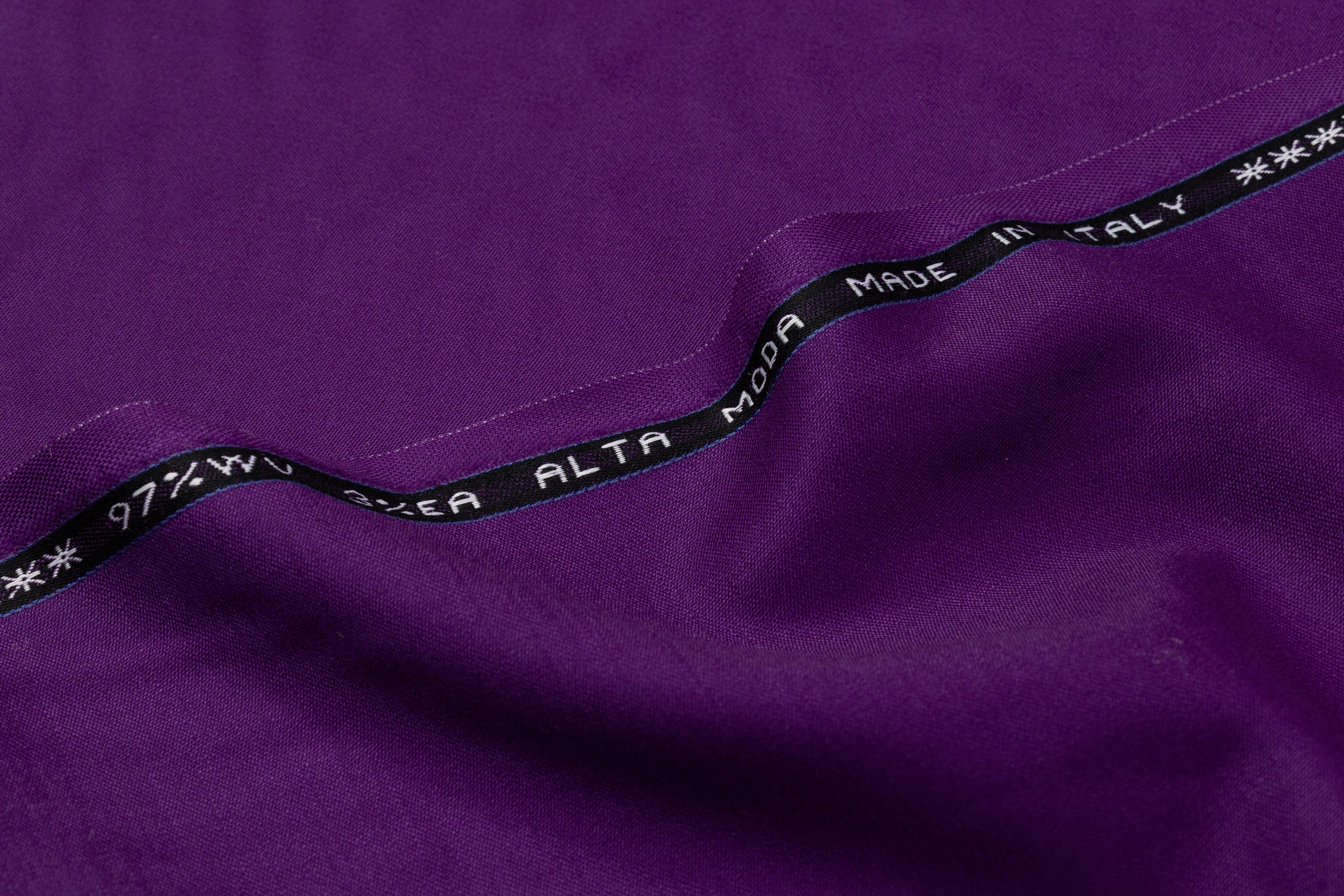 Italian Satin Faille Stretch Wool Suiting - Purple