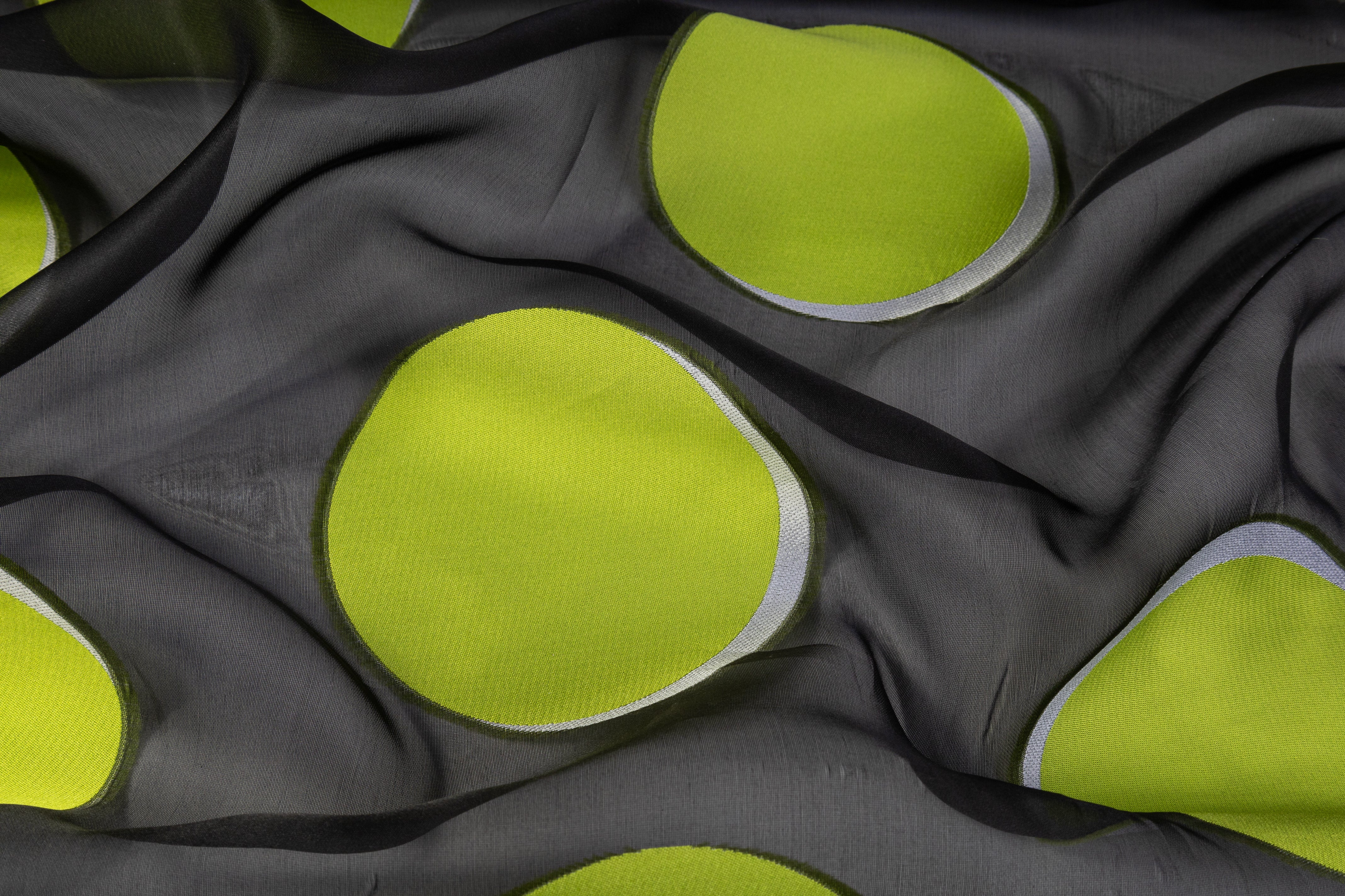 Dotted Silk Organza Fil Coupé - Green / Black